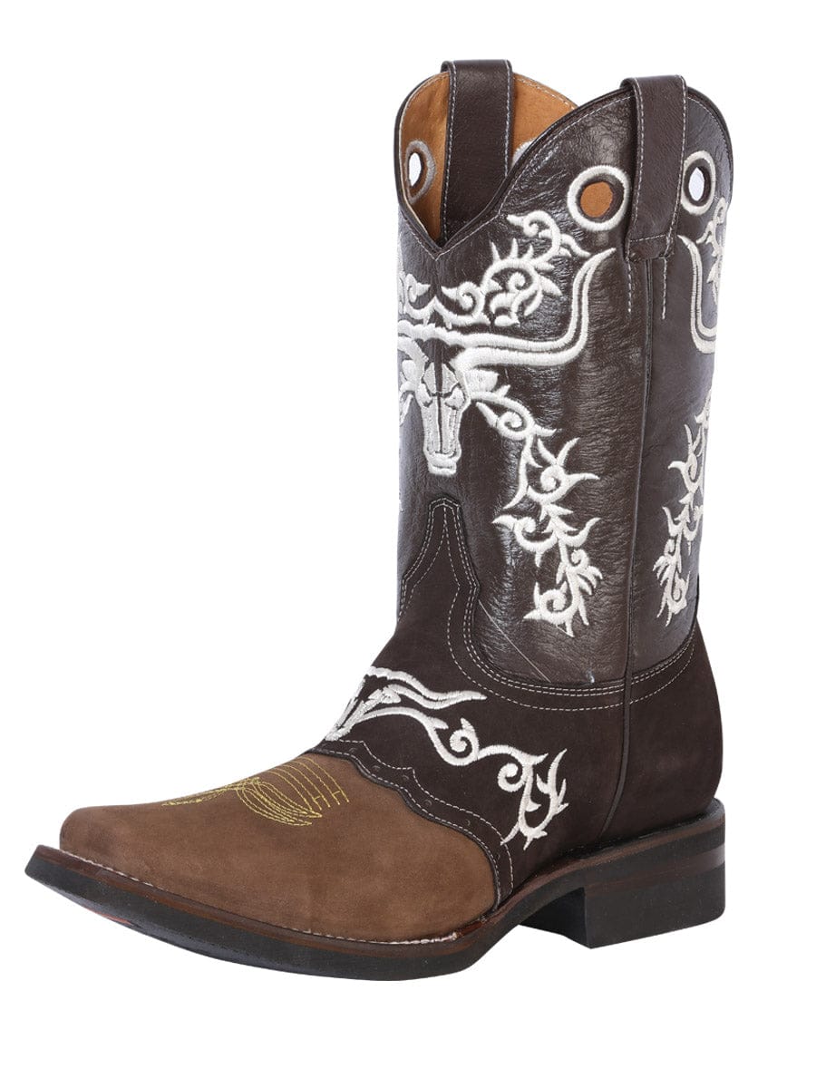 El General Rodeo Boot - Crazy Brown/Dark Brown with Embroidery 34311 - Side View