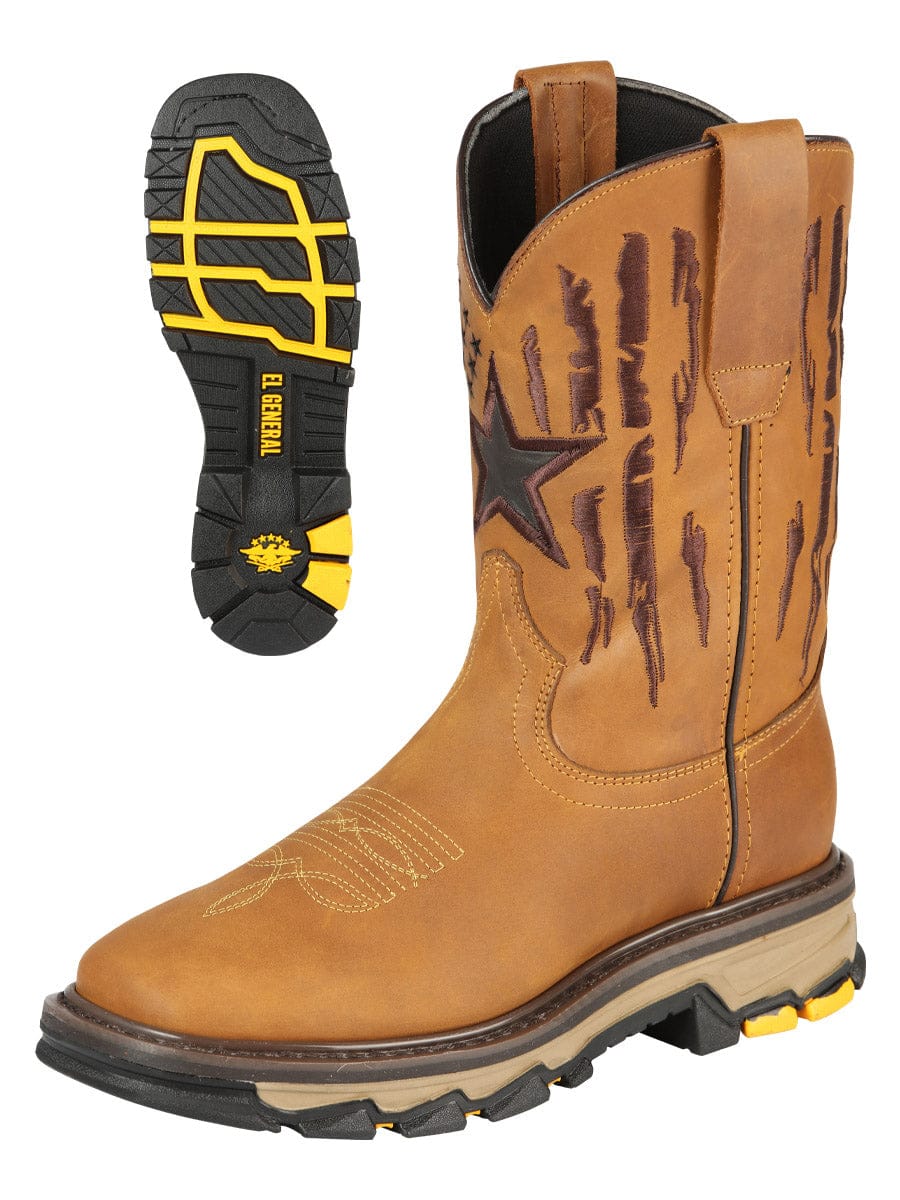 El General Rodeo Work Boot - Crazy Honey 44690 - Side and Sole View