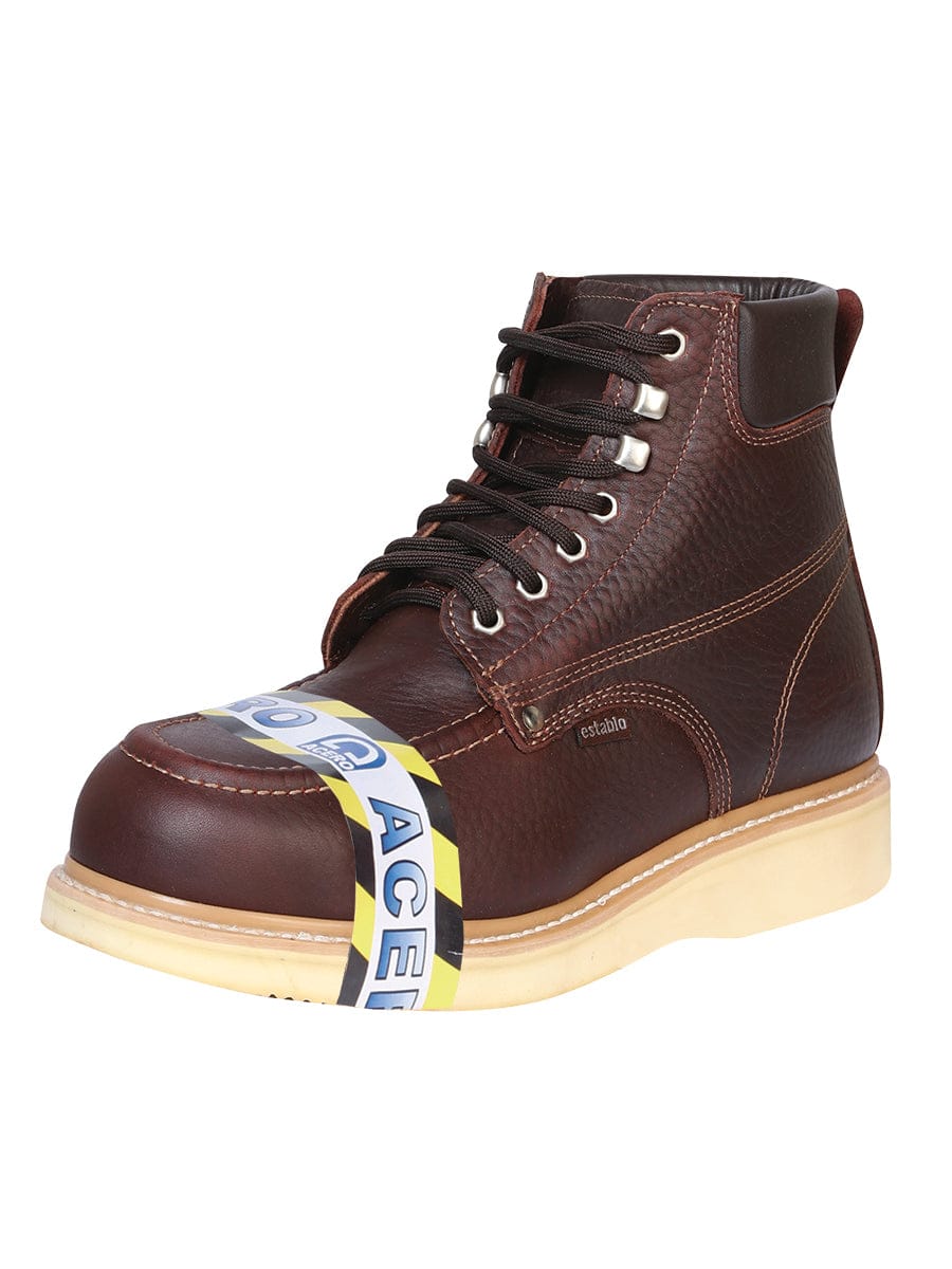 Establo Men's Laced Work Boots with Safety Cap 91310 - Side View