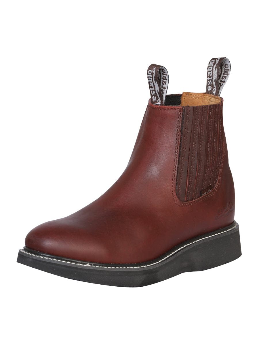 El General Western Wear CABALLERO Establo Men’s Work Ankle Boot - Grasso Leather - Wine 24963 side view