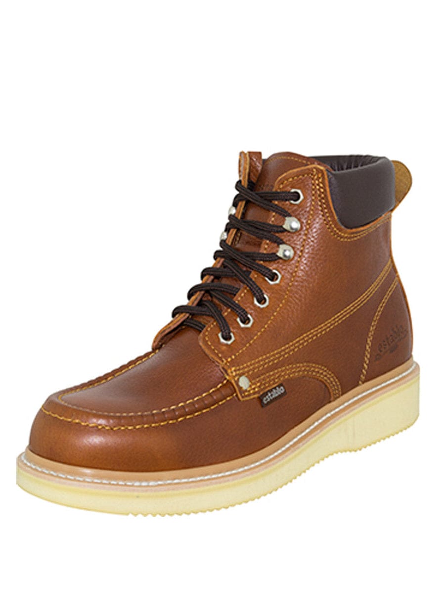 El General Western Wear CABALLERO Establo Men’s Work Boot - Grizzly Honey Lace-Up 45428 side view