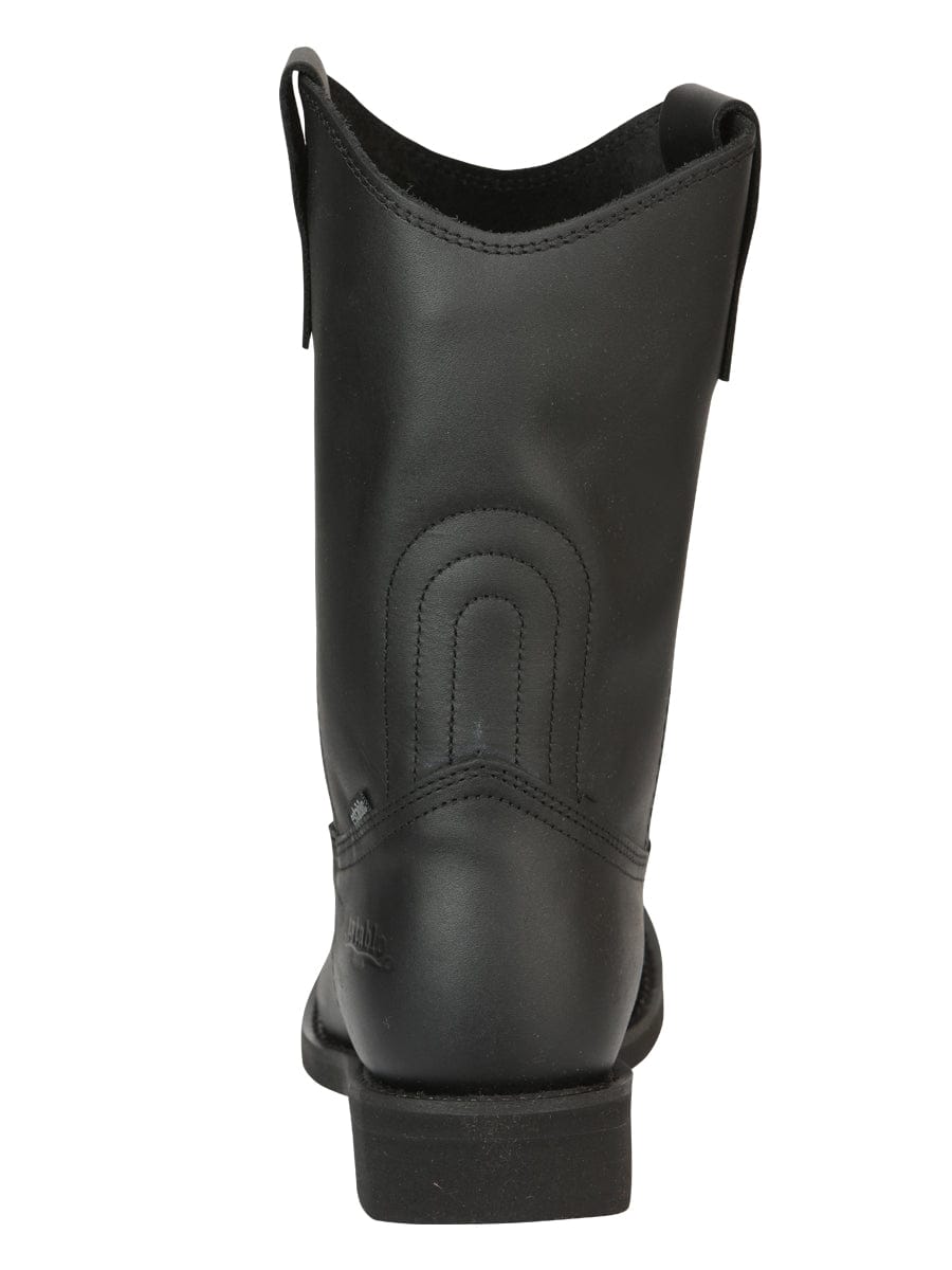 El General Western Wear CABALLERO Establo Men's Work Boot - Leather Grasso - Black 311 back view