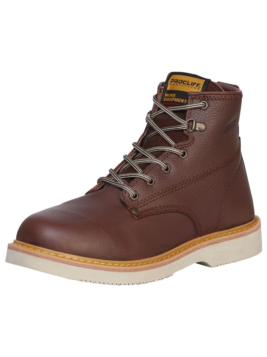 Procliff Protection Lace-Up Work Shoe- Walnut 35211 - Side View