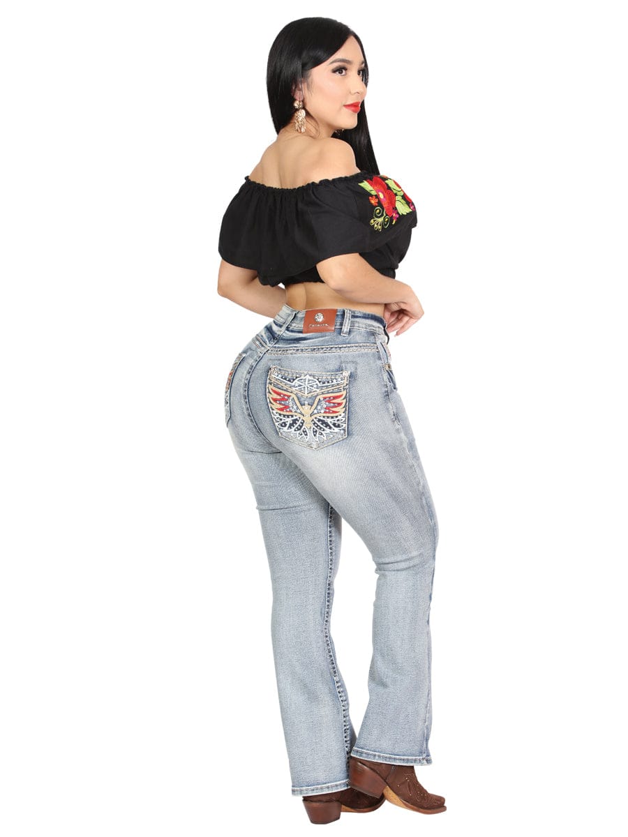 El General Western Wear DAMA Centenario Bootcut Denim Jeans - Light Blue 45325