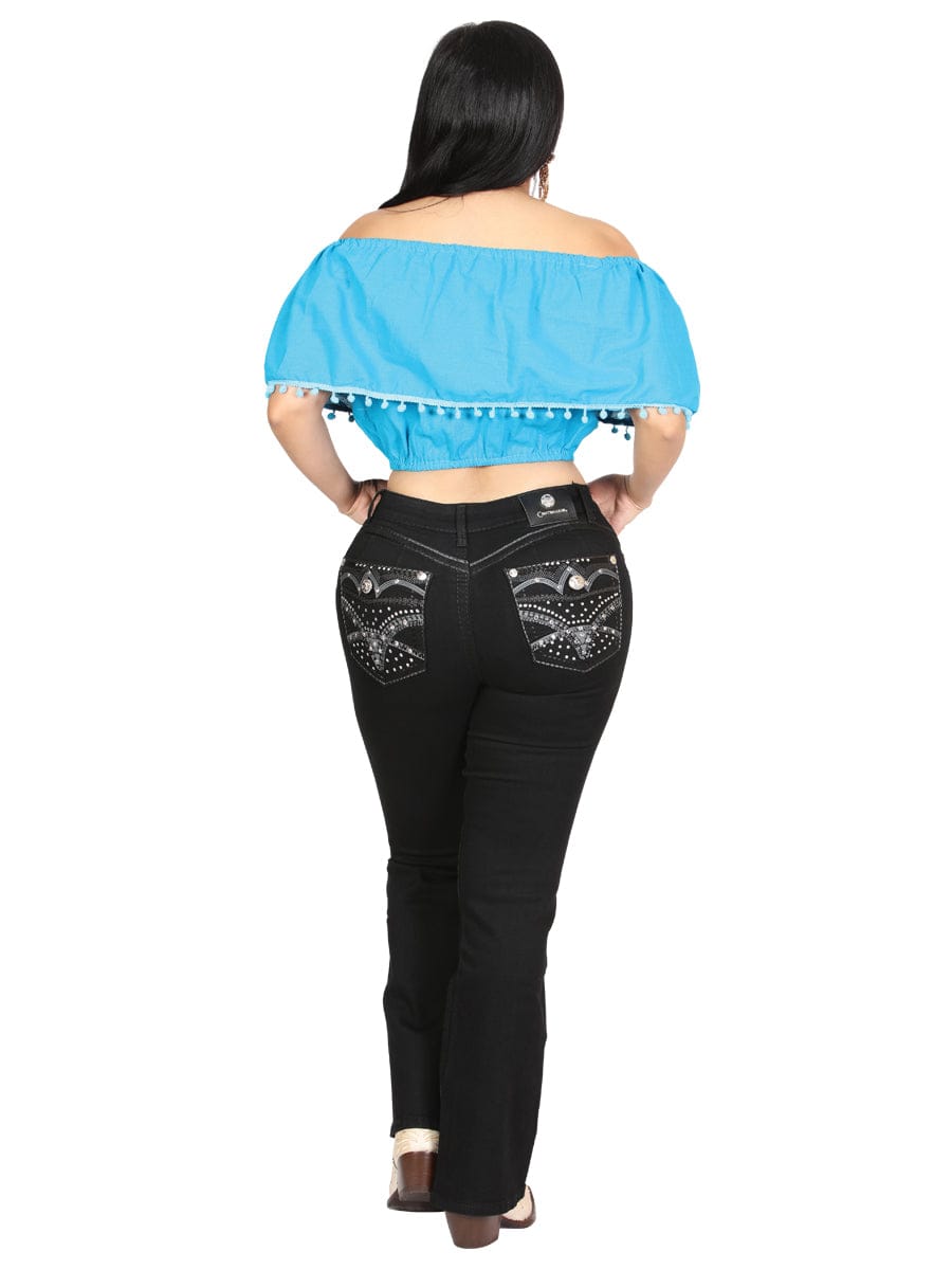 El General Western Wear DAMA Centenario Hip-Up Bootcut Denim Jeans - Black 45319