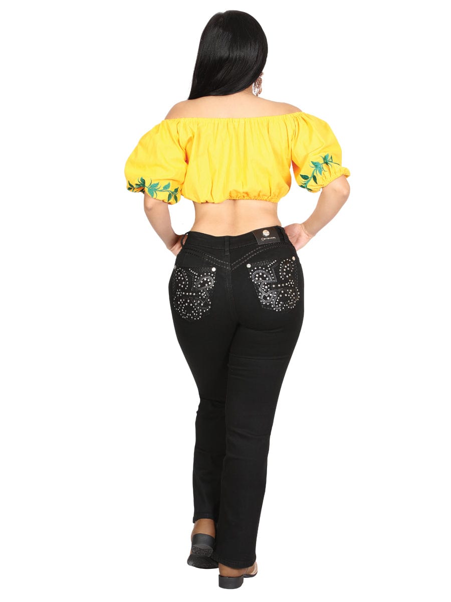 El General Western Wear DAMA Centenario Hip-Up Bootcut Denim Jeans - Black 45320