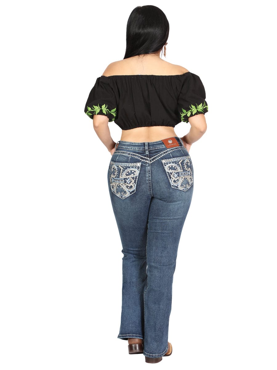 El General Western Wear DAMA Centenario Hip-Up Bootcut Denim Jeans - Dark Blue 45321