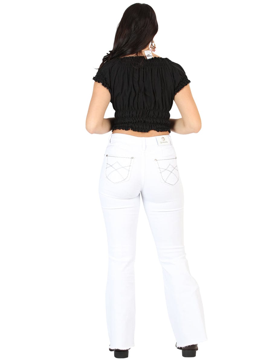 El General Western Wear DAMA Centenario Women's White Bootcut Denim Jeans 45545