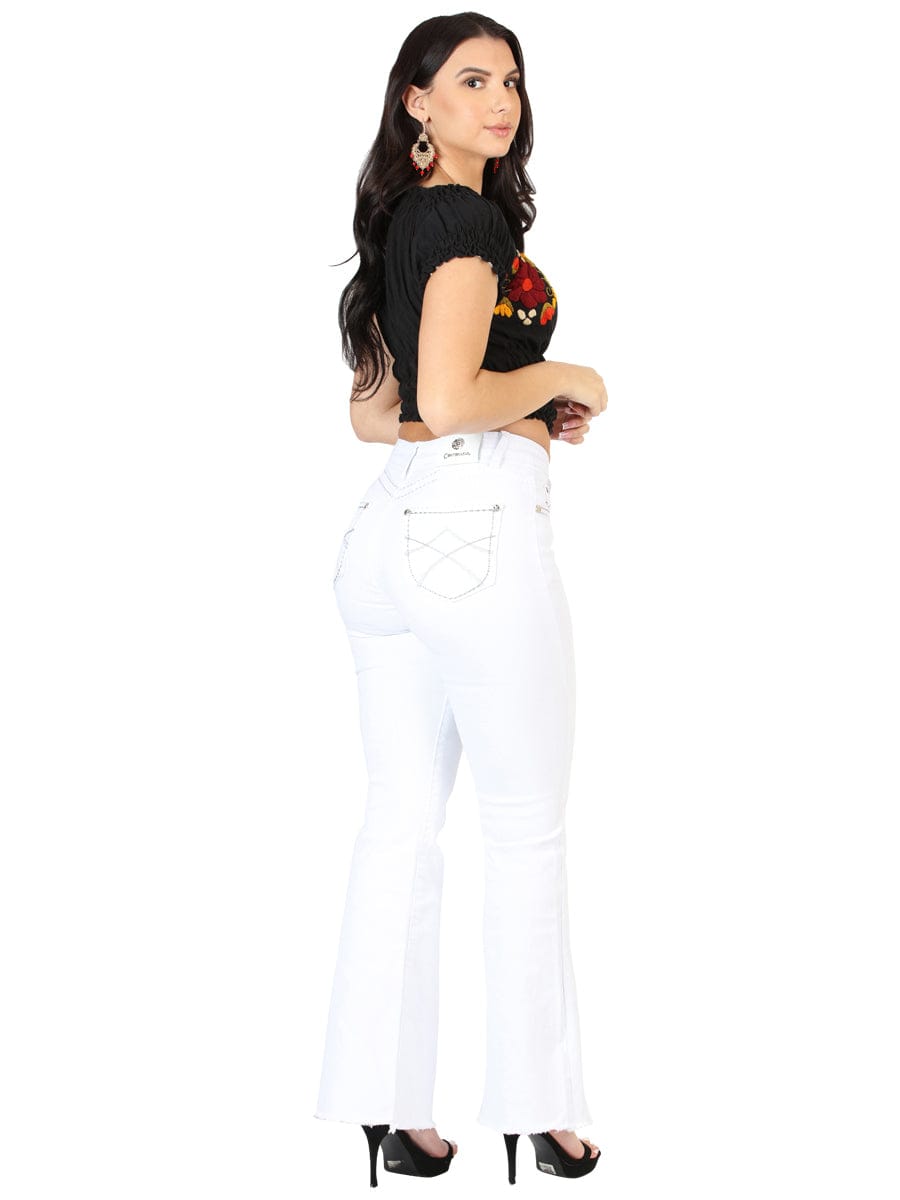 El General Western Wear DAMA Centenario Women's White Bootcut Denim Jeans 45545