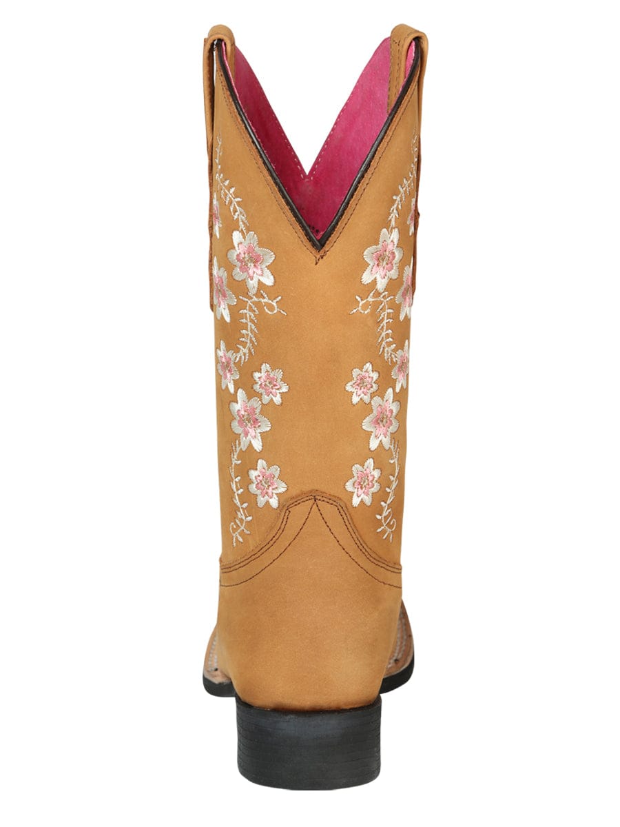 El General Women's Cowboy Boot - Nubuck Peach 44644 - Back View