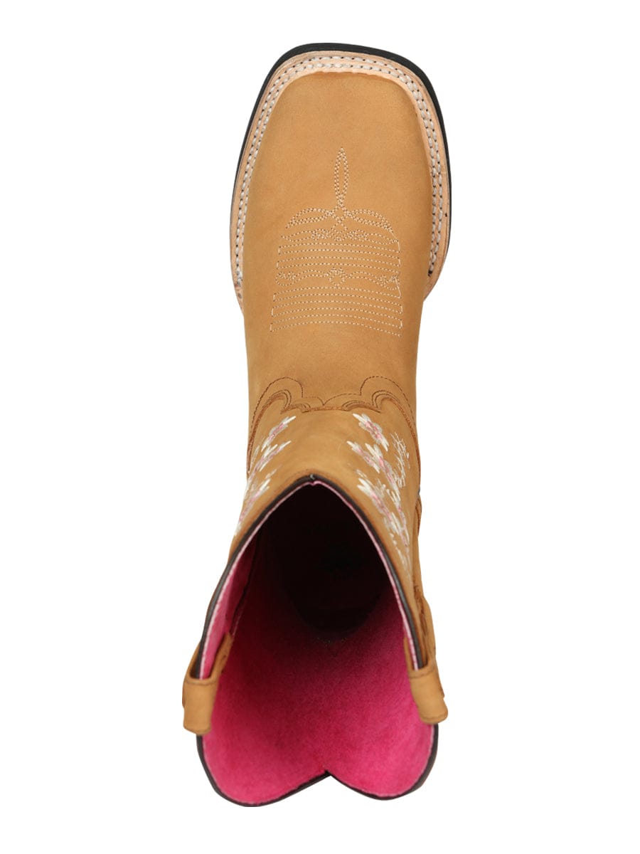 El General Women's Cowboy Boot - Nubuck Peach 44644 - Top View