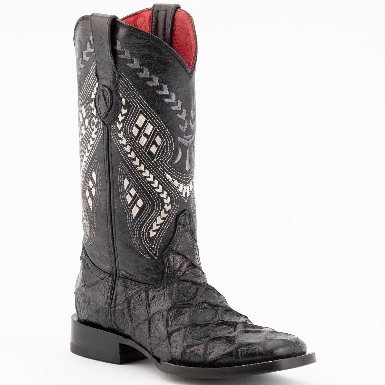 Ferrini Boots Boots Ferrini Women's Bronco Square Toe Boots Pirarucu Fish Print - Black 9339304
