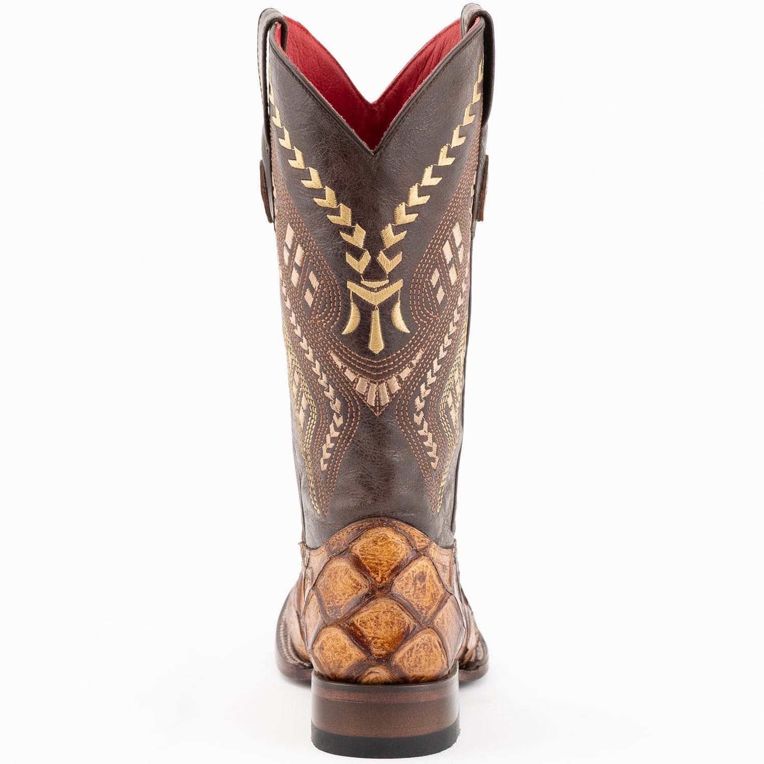Ferrini Boots Boots Ferrini Women's Bronco Square Toe Boots Pirarucu Fish Print - Cognac 9339361