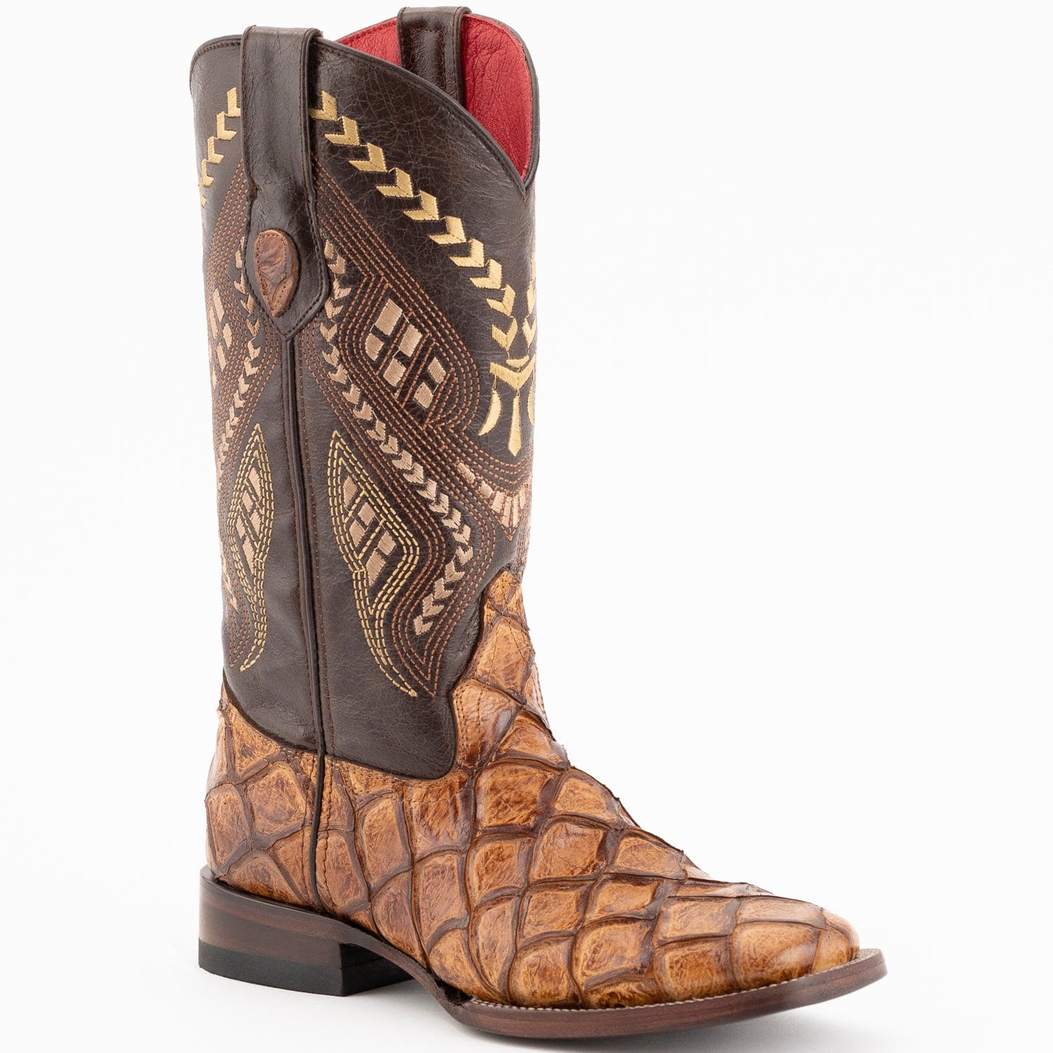 Ferrini Boots Boots Ferrini Women's Bronco Square Toe Boots Pirarucu Fish Print - Cognac 9339361
