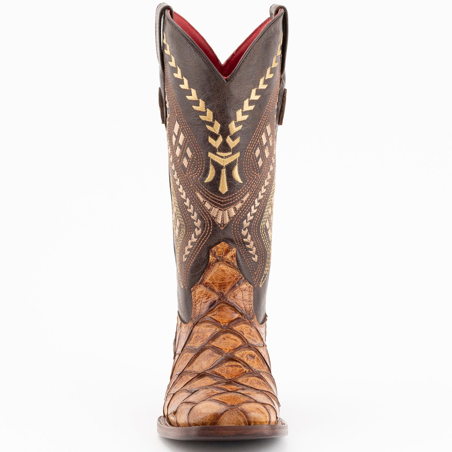 Ferrini Boots Boots Ferrini Women's Bronco Square Toe Boots Pirarucu Fish Print - Cognac 9339361
