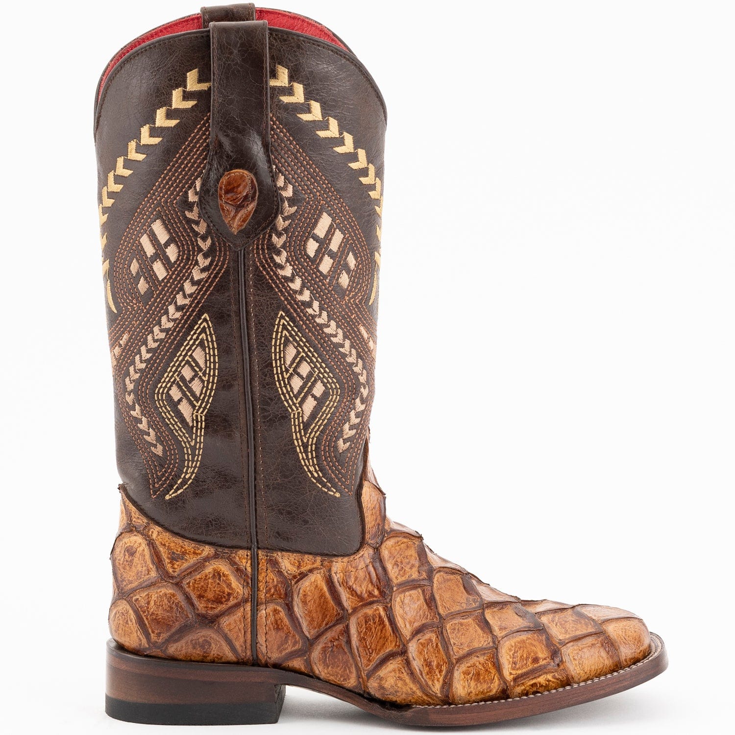 Ferrini Boots Boots Ferrini Women's Bronco Square Toe Boots Pirarucu Fish Print - Cognac 9339361