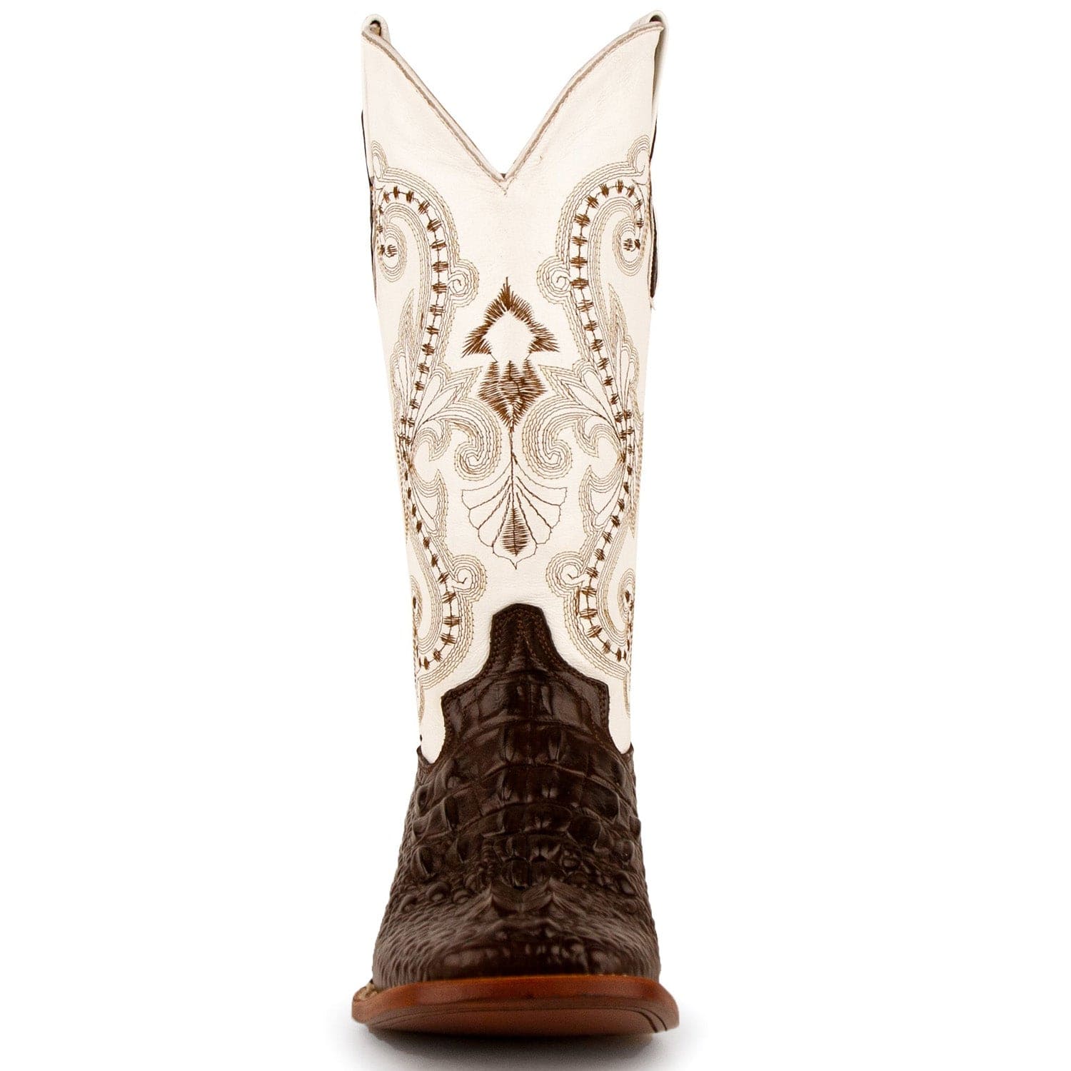Ferrini Boots Boots Ferrini Women's Rancher Square Toe Boots Crocodile Print - Chocolate/White 9049309