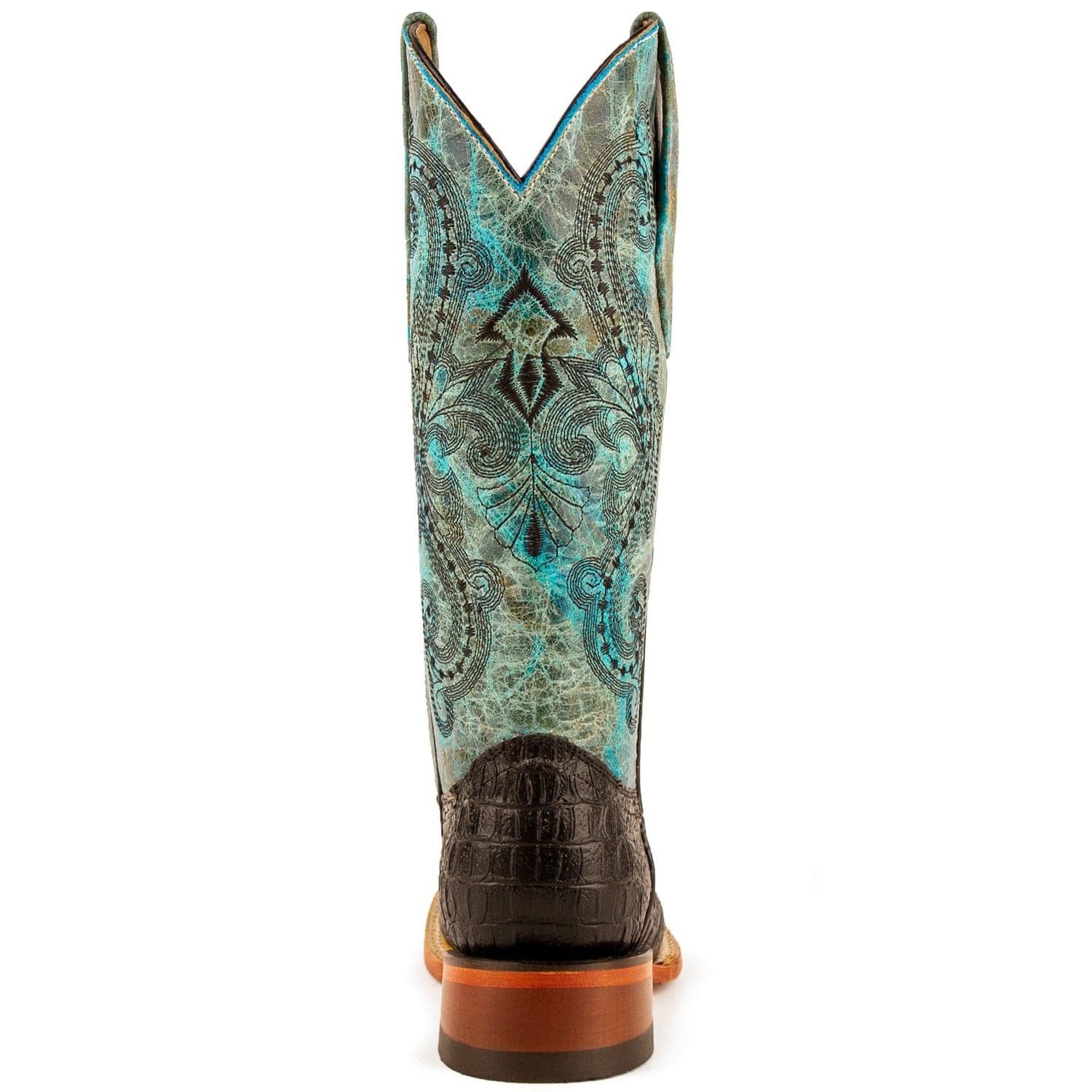 Ferrini Boots Boots Ferrini Women's Stampede Square Toe Boots Crocodile Print - Black/Teal 9039350