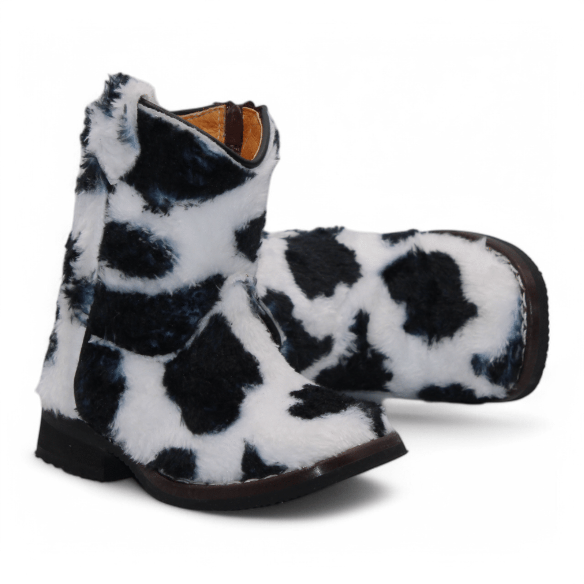 Hooch Boots Boots Baby's Genuine Leather Boots Cowhide Hair Print - Black & White