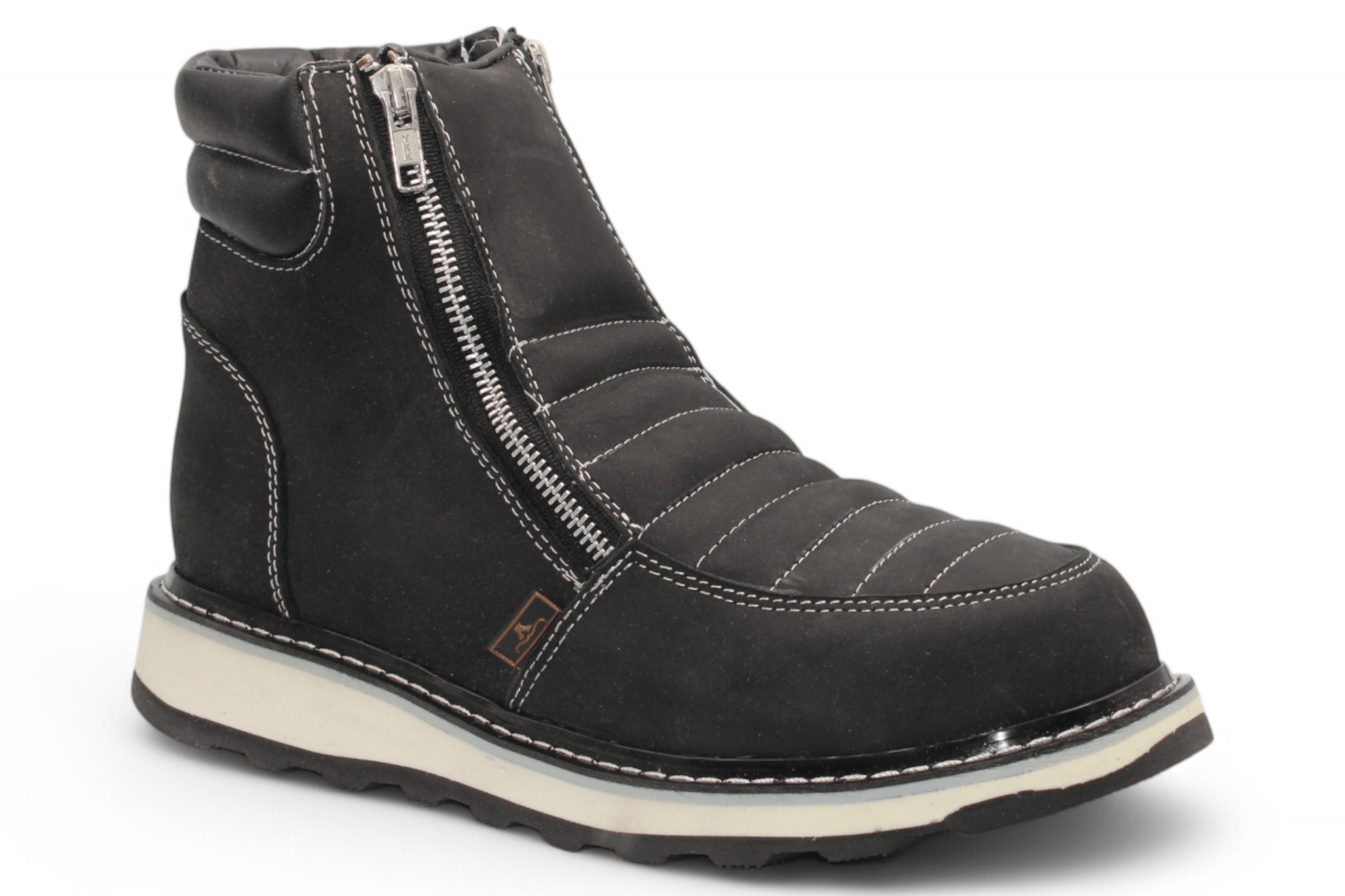 Hooch Boots Boots Men’s Genuine Leather Round Toe Work Shoes Black Color – Hooch Boots - Side View