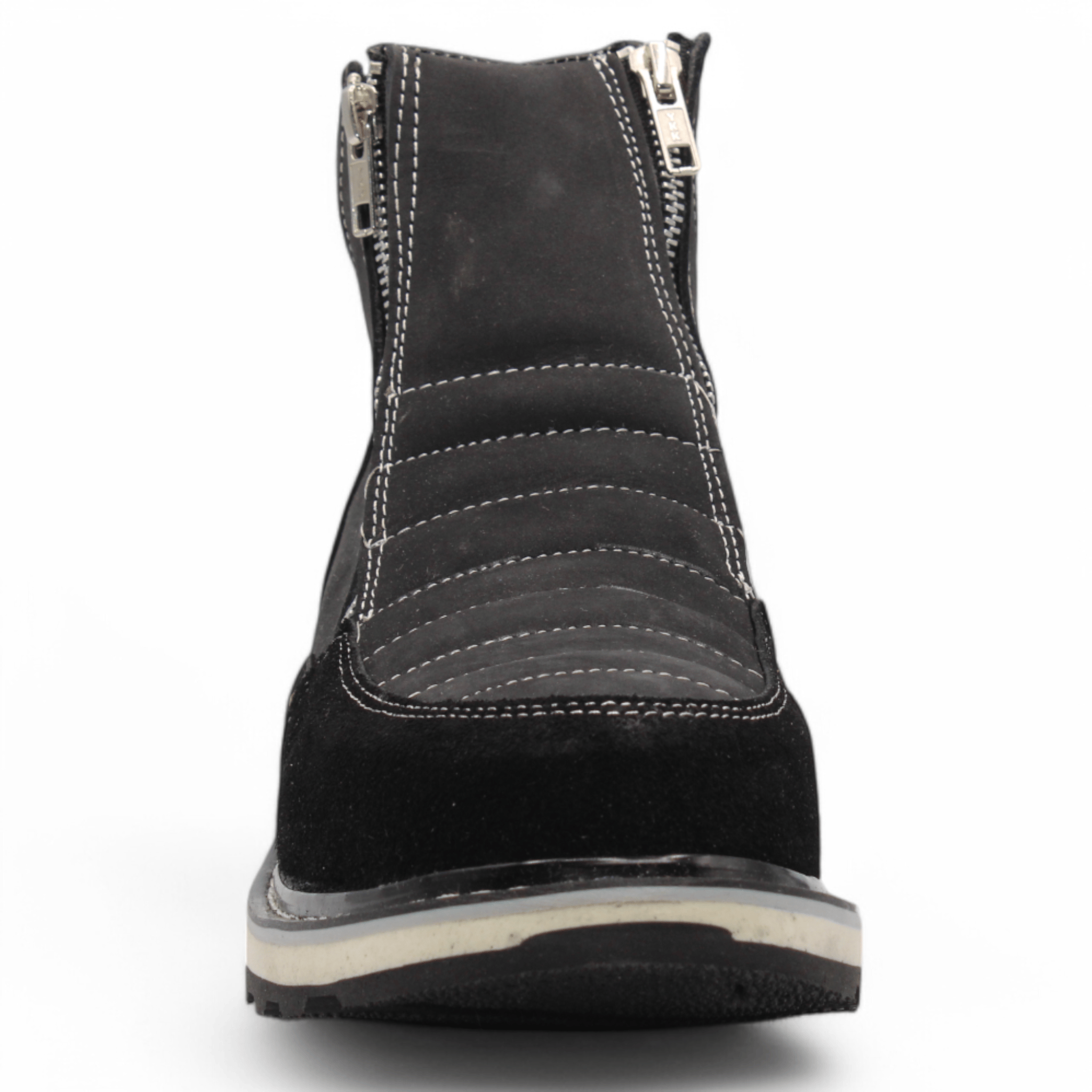 Hooch Boots Boots Men’s Genuine Leather Round Toe Work Shoes Black Color – Hooch Boots - Front View