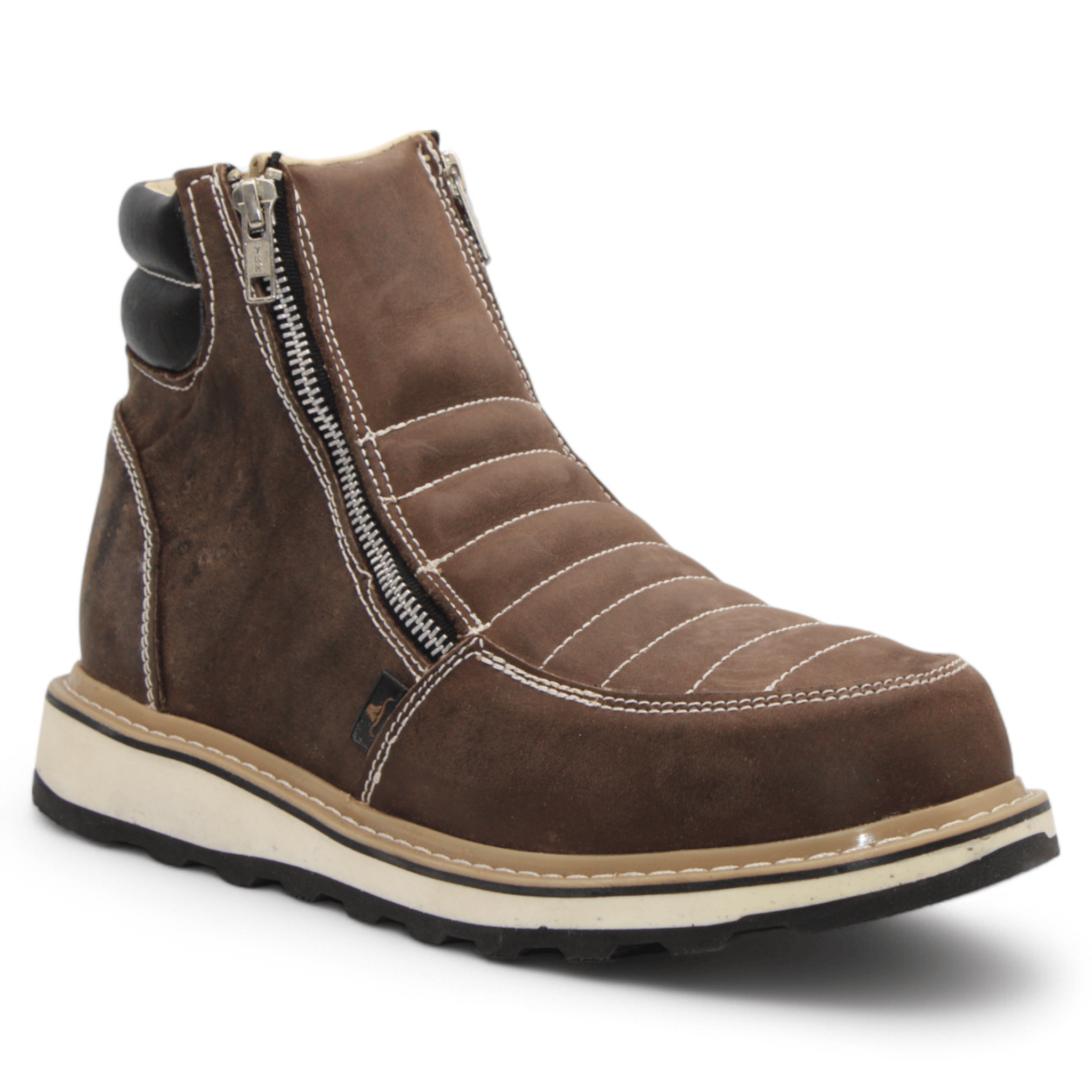 Hooch Boots Boots Men’s Genuine Leather Round Toe Work Shoes Brown Color – Hooch Boots - Side View
