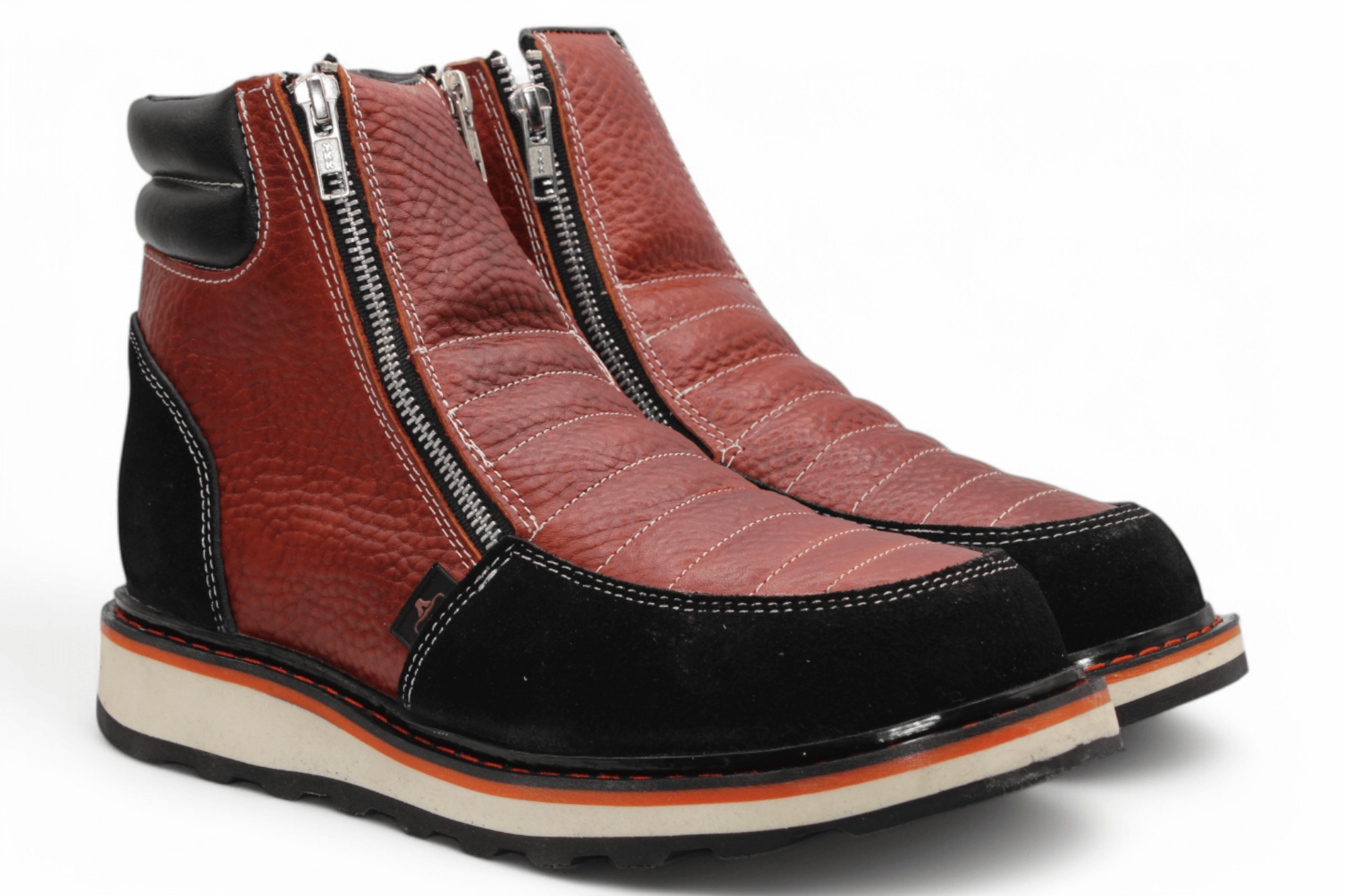 Hooch Boots Boots Men’s Genuine Leather Round Toe Work Shoes Shedron Color – Hooch Boots - Pair Side View