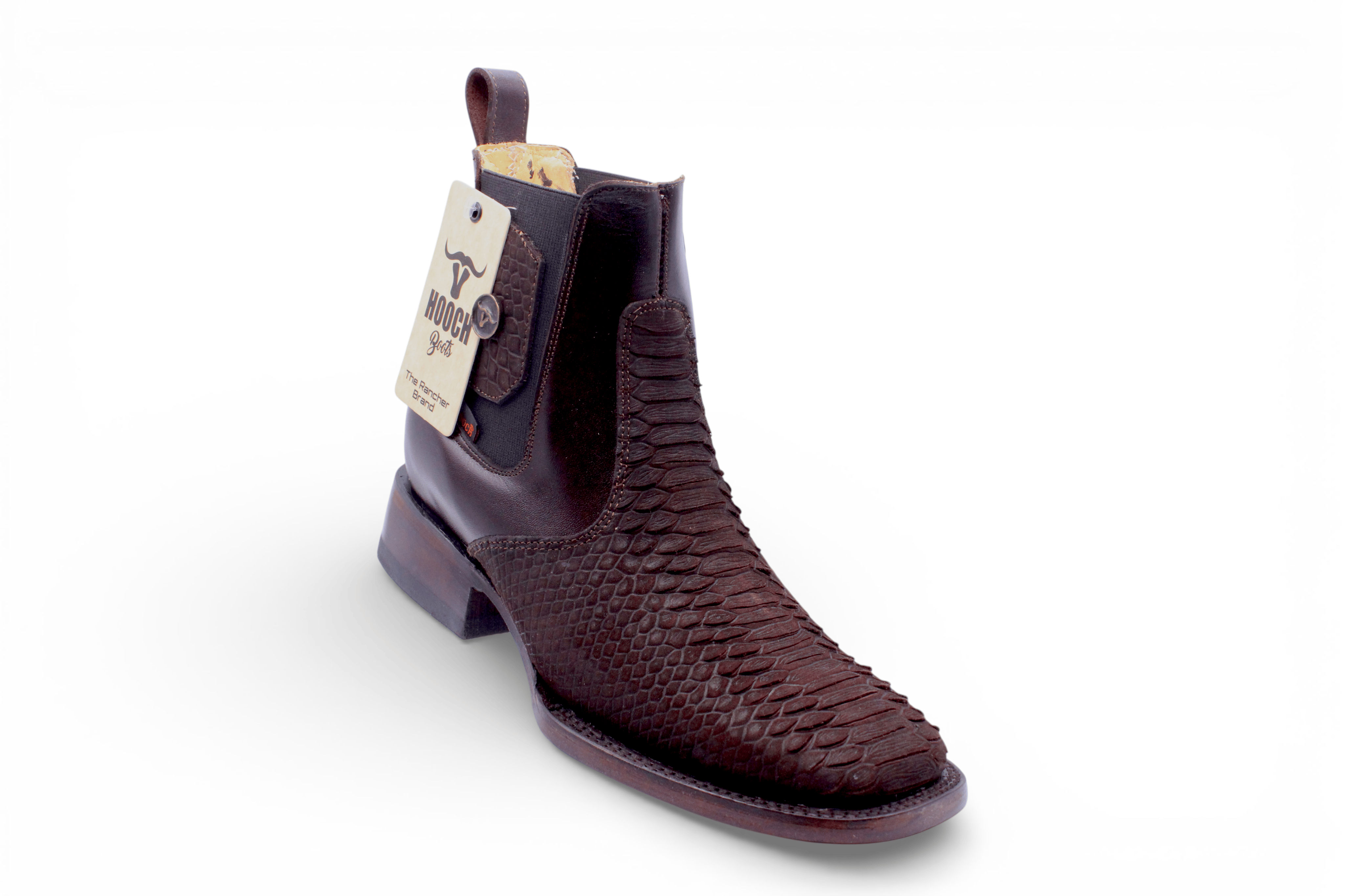 Hooch Boots Boots Men’s Genuine Leather Square Toe Ankle Boots Chocolate Color – Hooch Boots