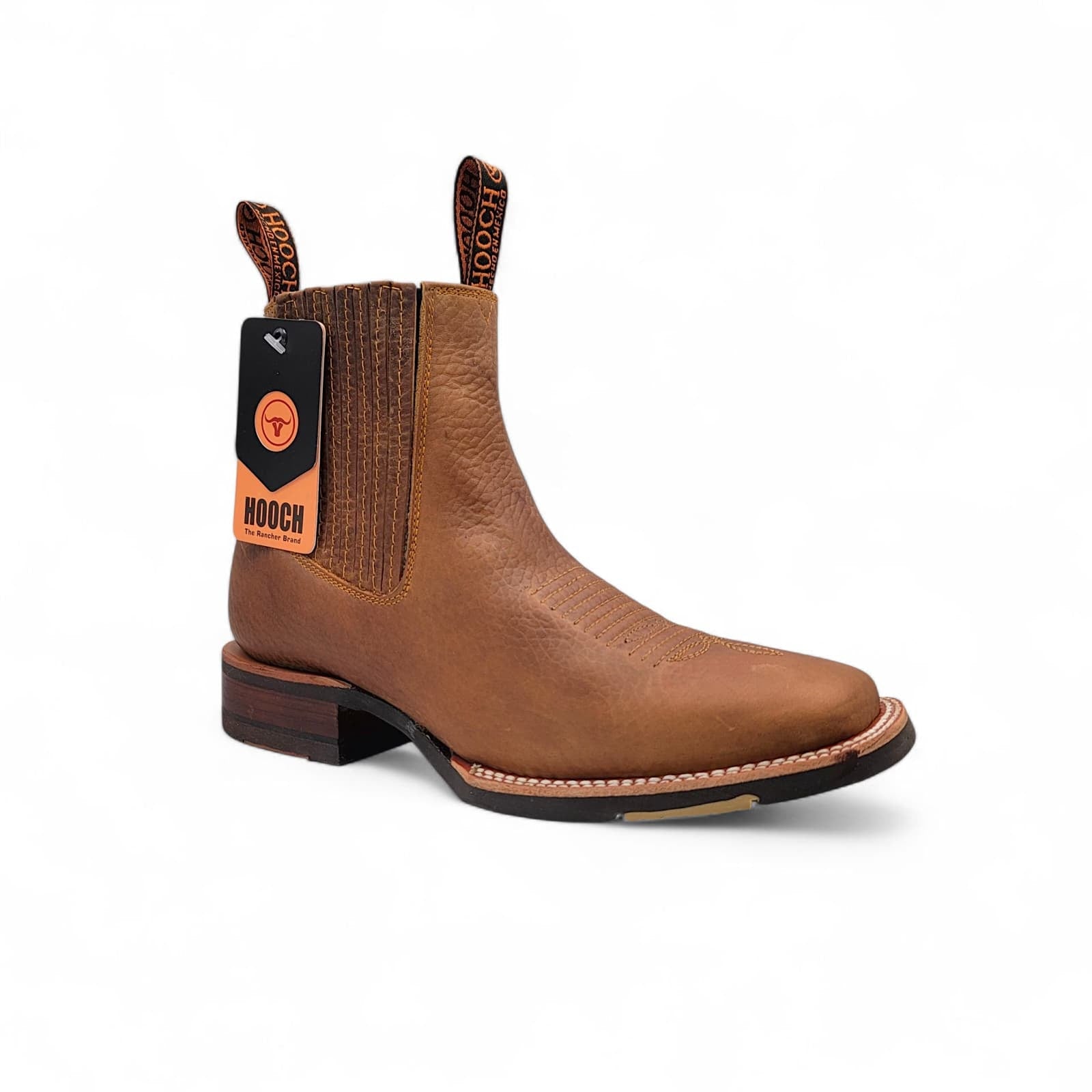 Hooch Boots Boots Men’s Genuine Leather Square Toe Short Boots Tan Color with Rubber Sole – Hooch Boots