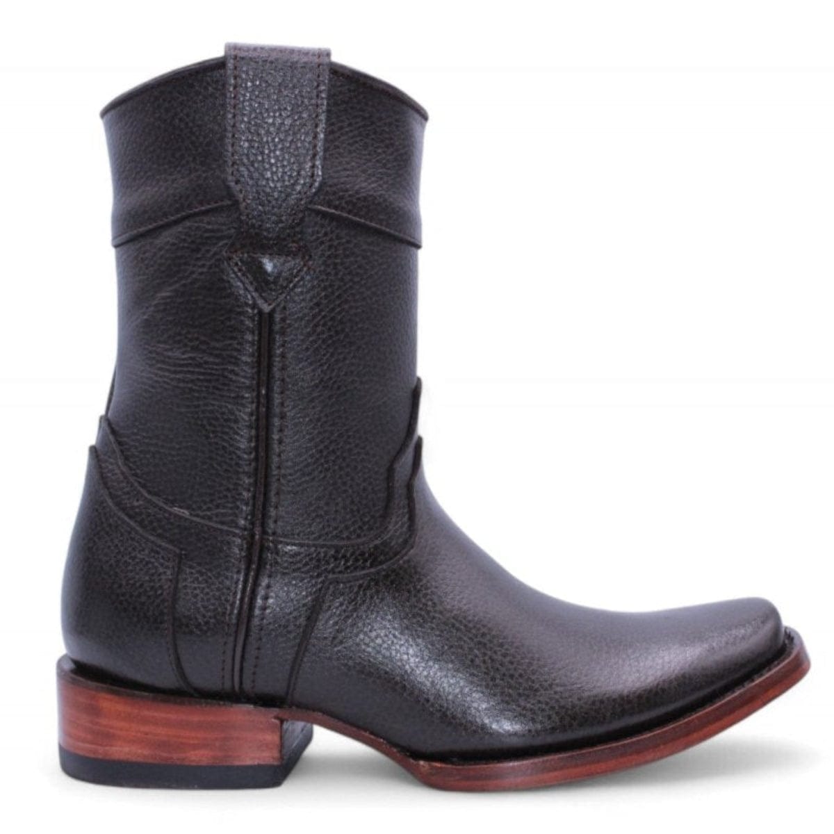 Hooch Boots Men's Handcrafted Floter Leather Chocolate Dubai Square Toe Western Short Boots - RIght Side View
