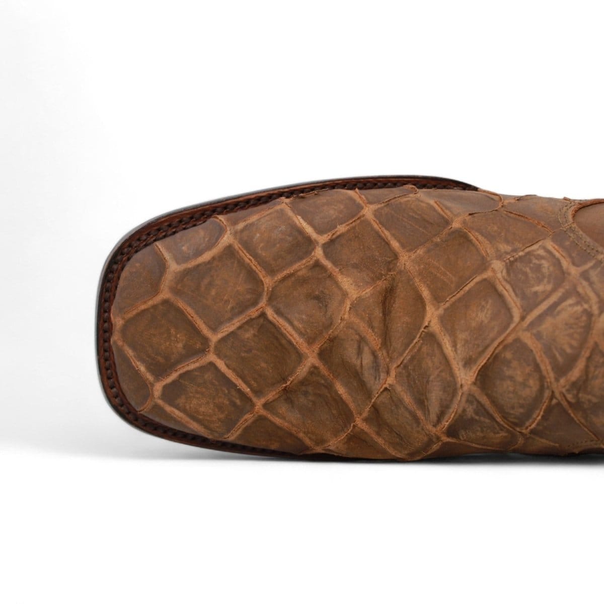 Hooch Boots Fish Print Leather Square Toe Ankle Boots - Cinnamon