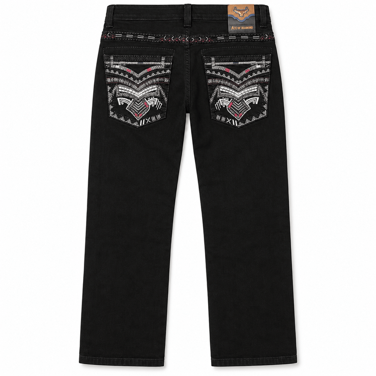 Hooch Boots Jeans Men's Black Western Bootcut Jeans with Embroidered Pockets – P-1525