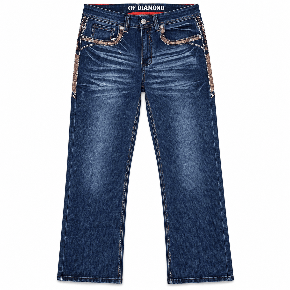 Hooch Boots Jeans Men's Dark Blue Western Bootcut Jeans with Embroidered Pockets – P-1510
