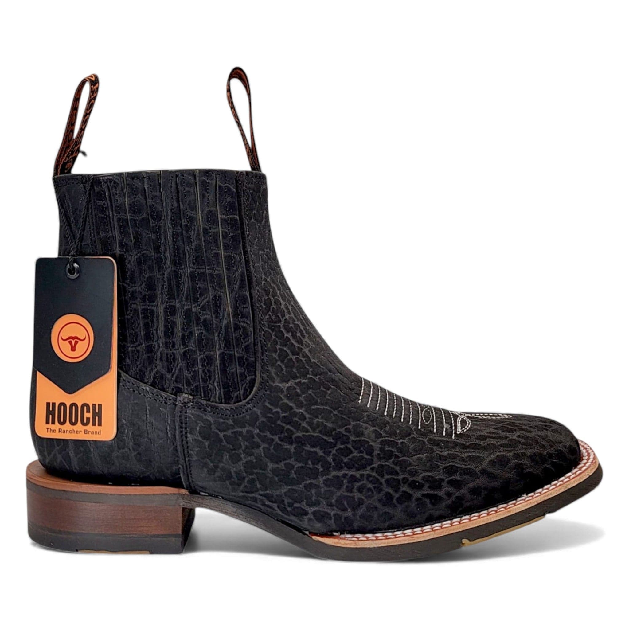 Hooch Boots Men’s Genuine Bull Shoulder Leather Square Toe Ankle Boots Black Color – Hooch Boots