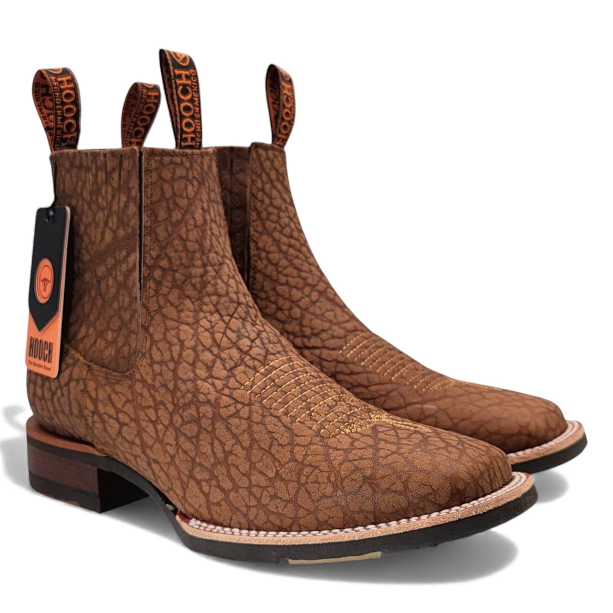 Hooch Boots Men’s Genuine Bull Shoulder Leather Square Toe Ankle Boots Tan Color – Hooch Boots