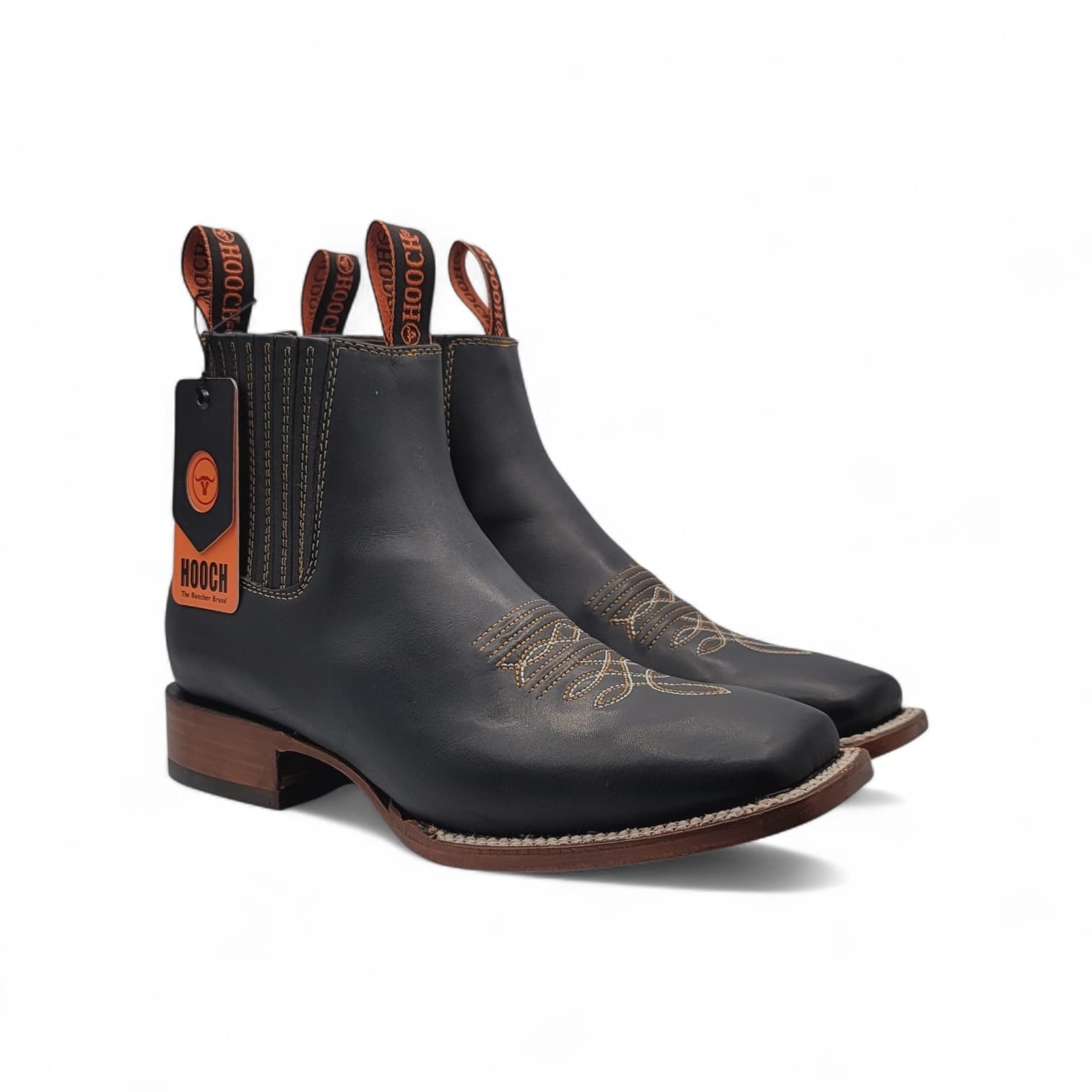 Hooch Boots Men’s Genuine Leather Square Toe Ankle Boots Black Color – Hooch Boots
