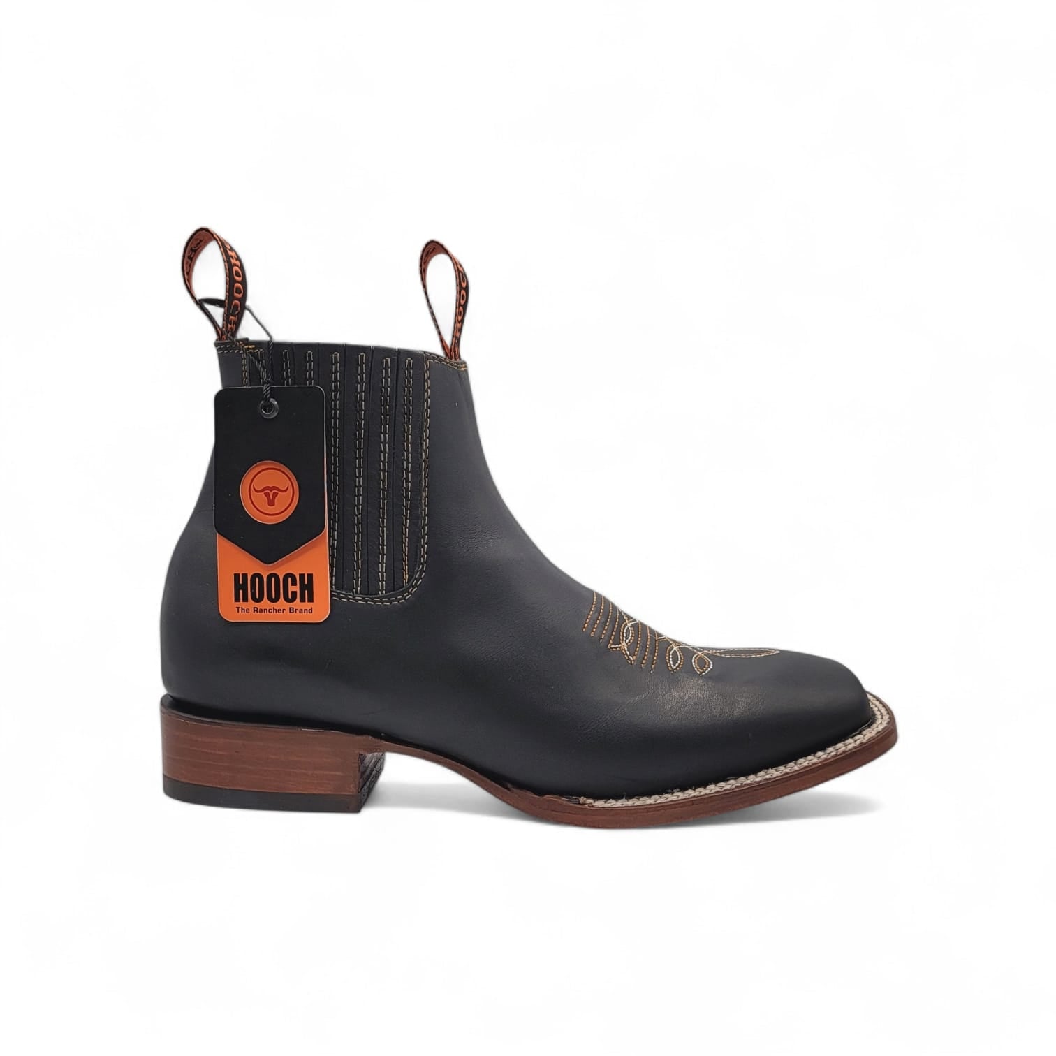 Hooch Boots Men’s Genuine Leather Square Toe Ankle Boots Black Color – Hooch Boots
