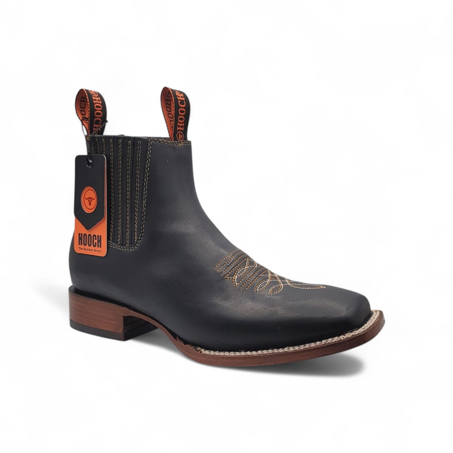 Hooch Boots Men’s Genuine Leather Square Toe Ankle Boots Black Color – Hooch Boots