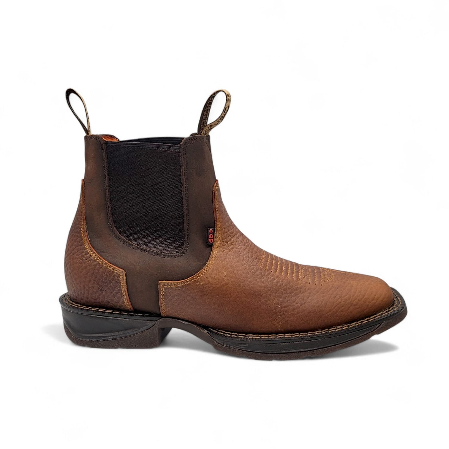 Hooch Boots Men’s Genuine Leather Square Toe Ankle Boots Honey-Brown Color with Rubber Sole