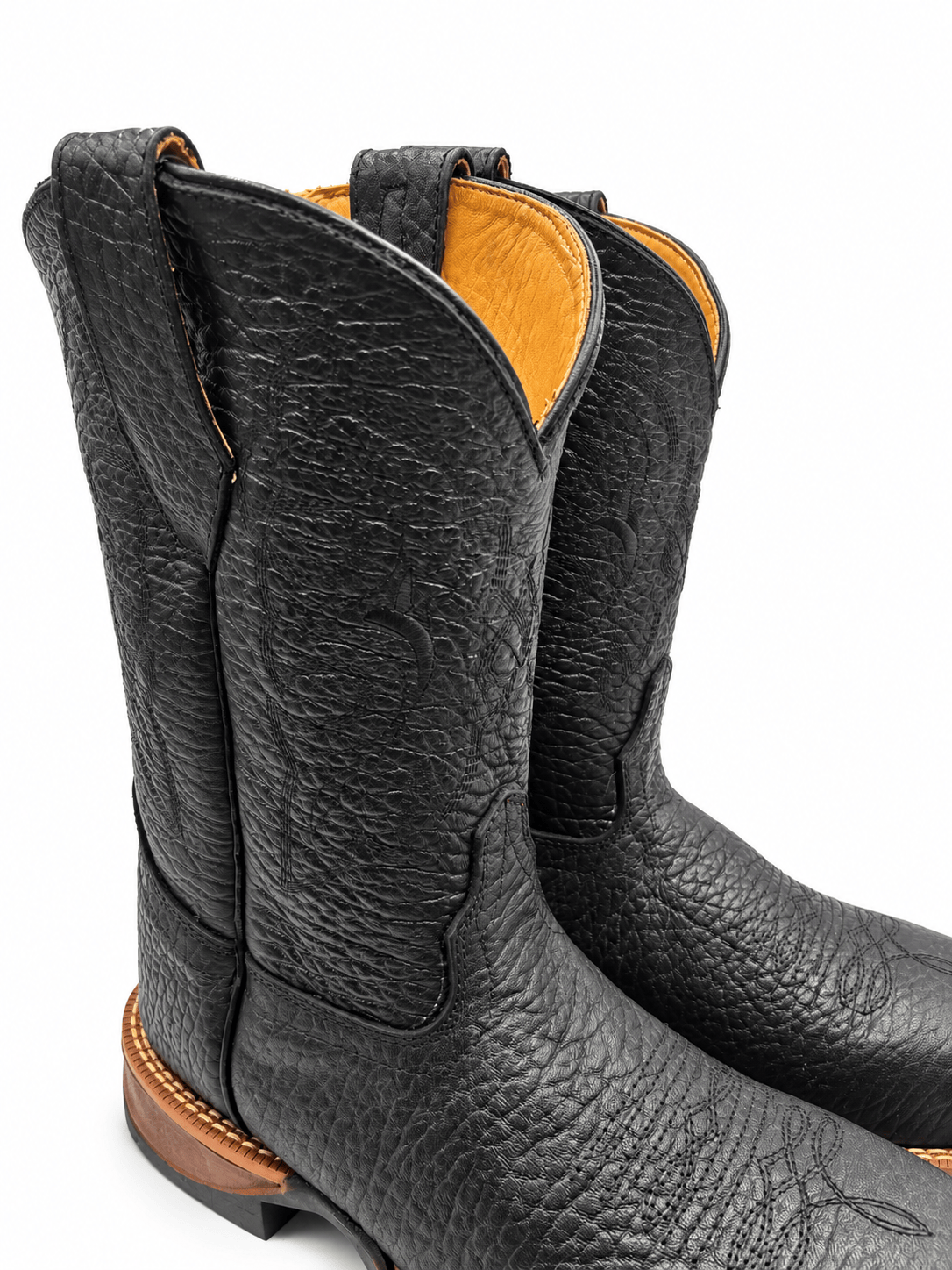 Hooch Boots Men's Genuine Leather Square Toe Boots Black Color - Hooch Boots
