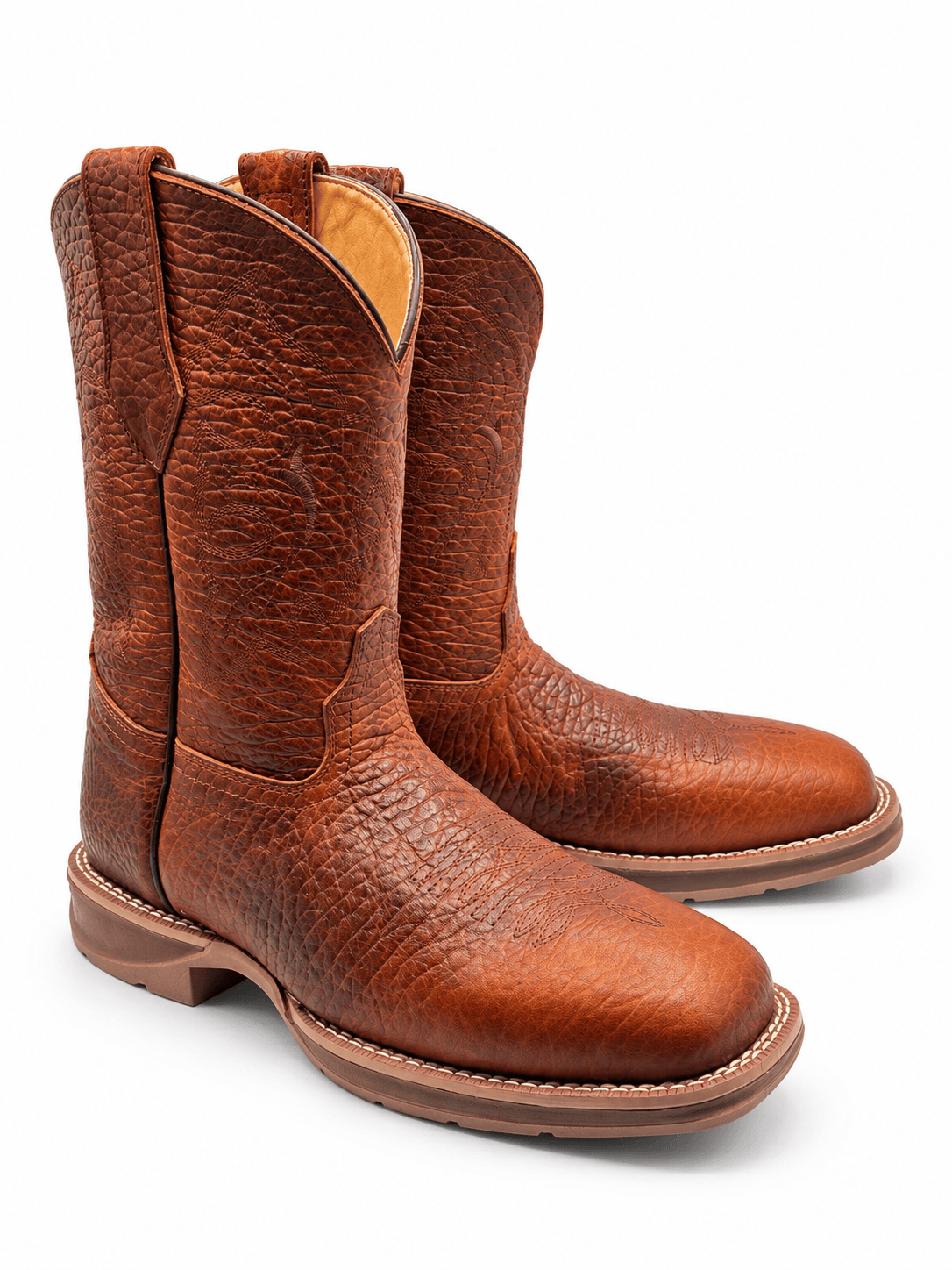 Hooch Boots Men's Genuine Leather Square Toe Boots Honey Color - Hooch Boots