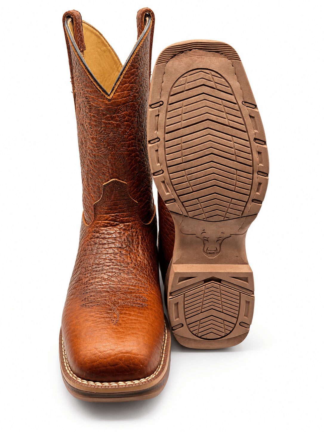 Hooch Boots Men's Genuine Leather Square Toe Boots Honey Color - Hooch Boots