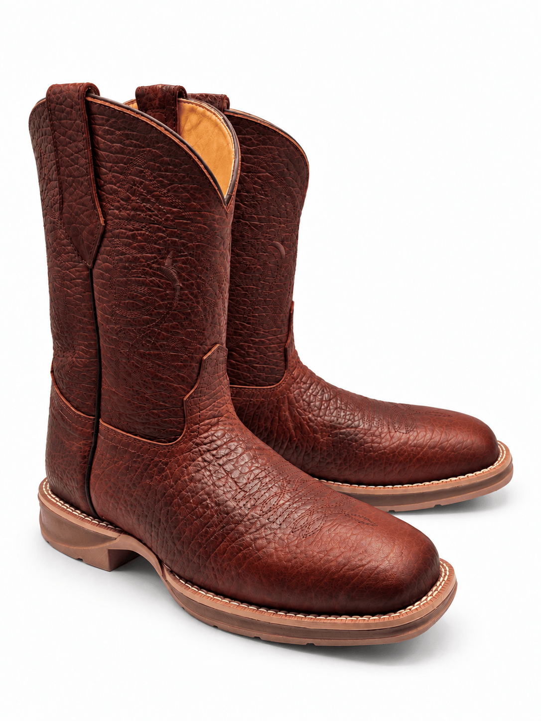 Hooch Boots Men's Genuine Leather Square Toe Boots Shedron Color - Hooch Boots