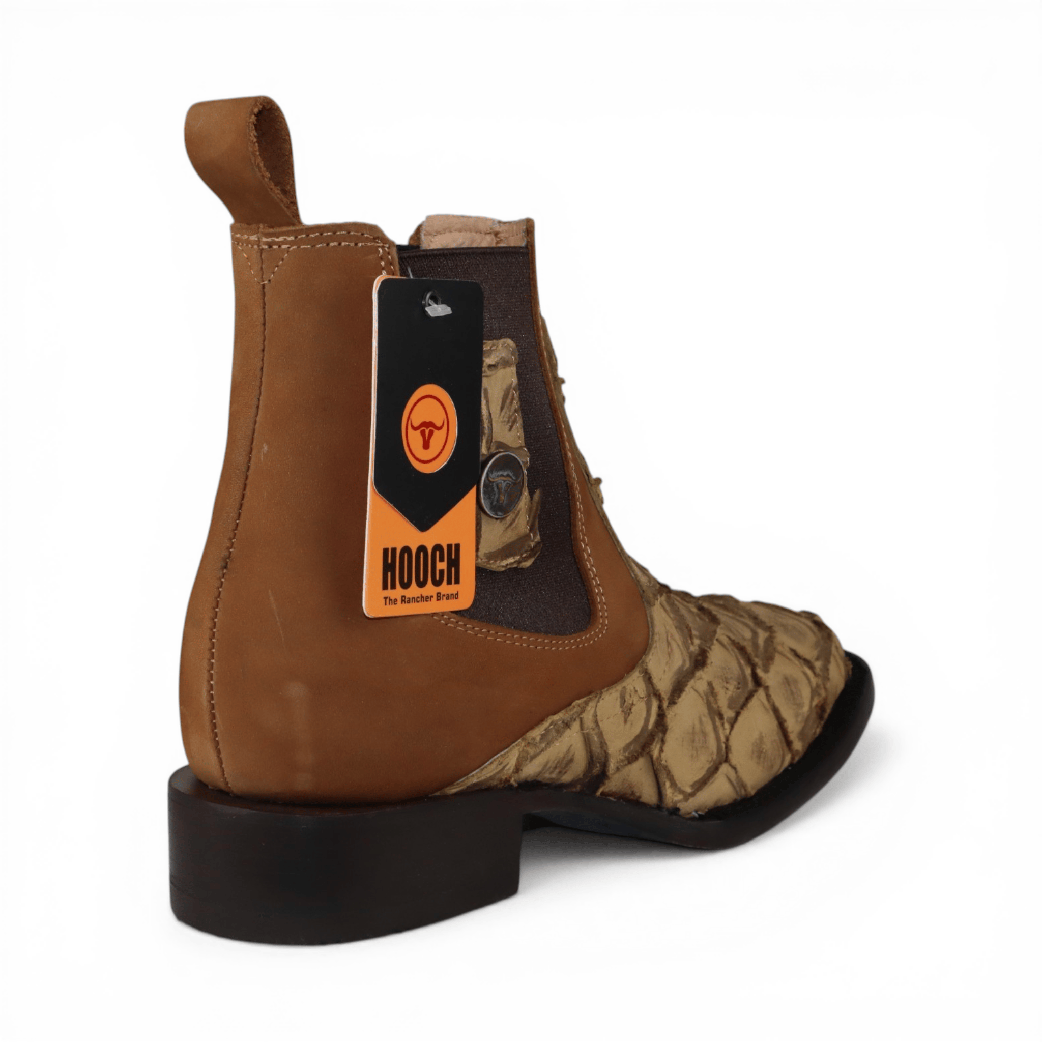 Hooch Boots Mens Pirarucu Print Botin Orix – Square Toe Genuine Leather Western Boot H42RM7215