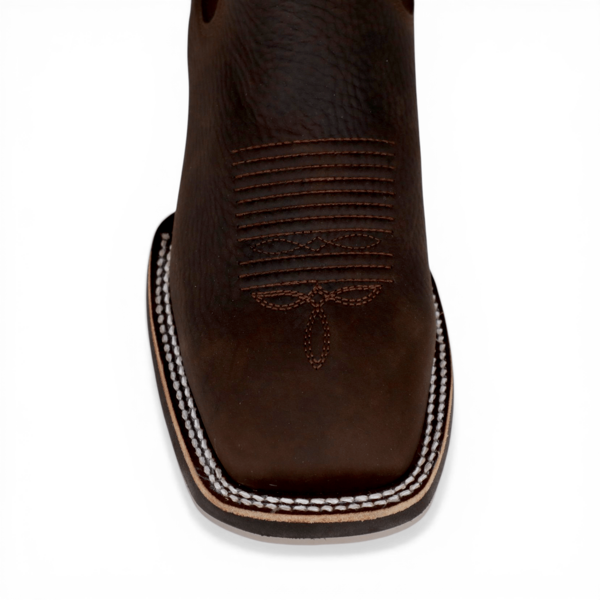 Hooch Boots Mens Wide Square Toe Botin Chocolate – Genuine Leather Western Boot H42A9427