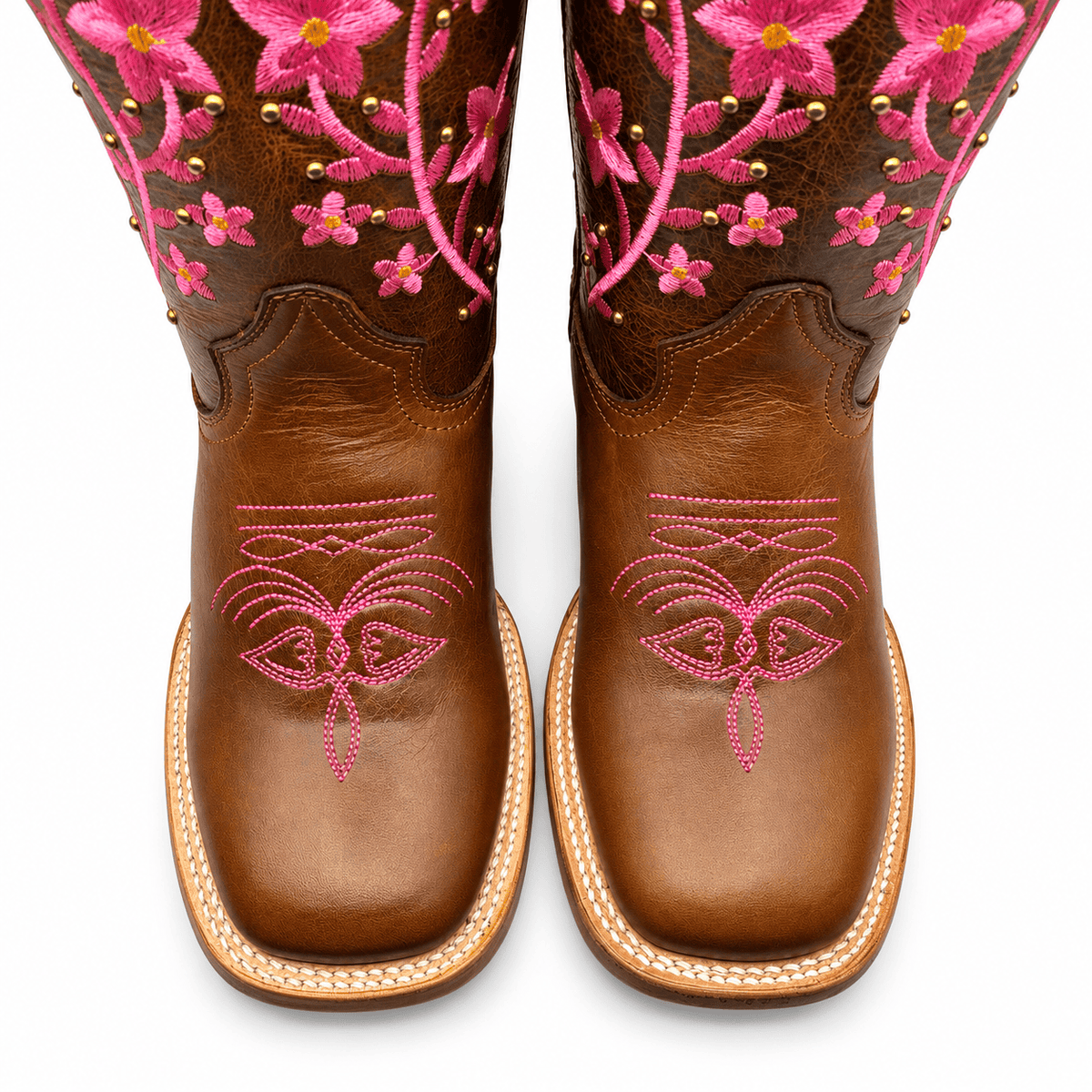 Hooch Boots Women's Genuine Leather Square Toe Boots Brown Color - Hooch Boots