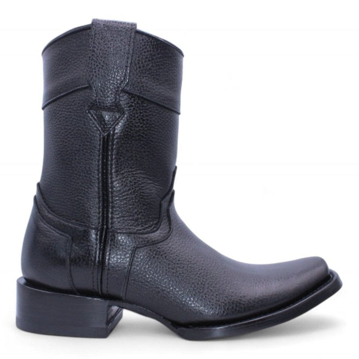 Hooch Boots Men's Handcrafted Black Floater Genuine Leather Dubai Square Toe Western Short Boots - Right Side View