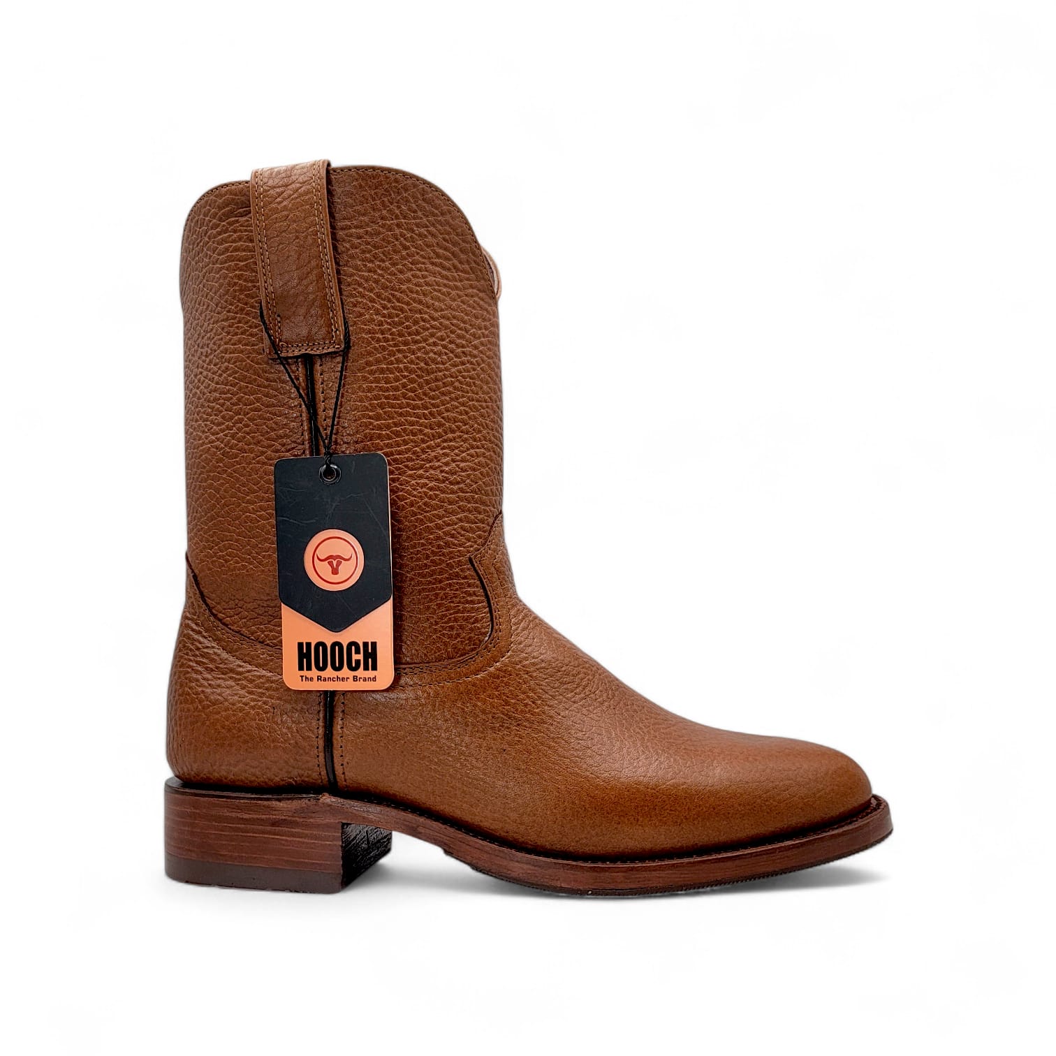 Hooch Mens Roper Boot Honey – Soft Genuine Leather Round Toe Western Boot H52PR5172 - Right Side View