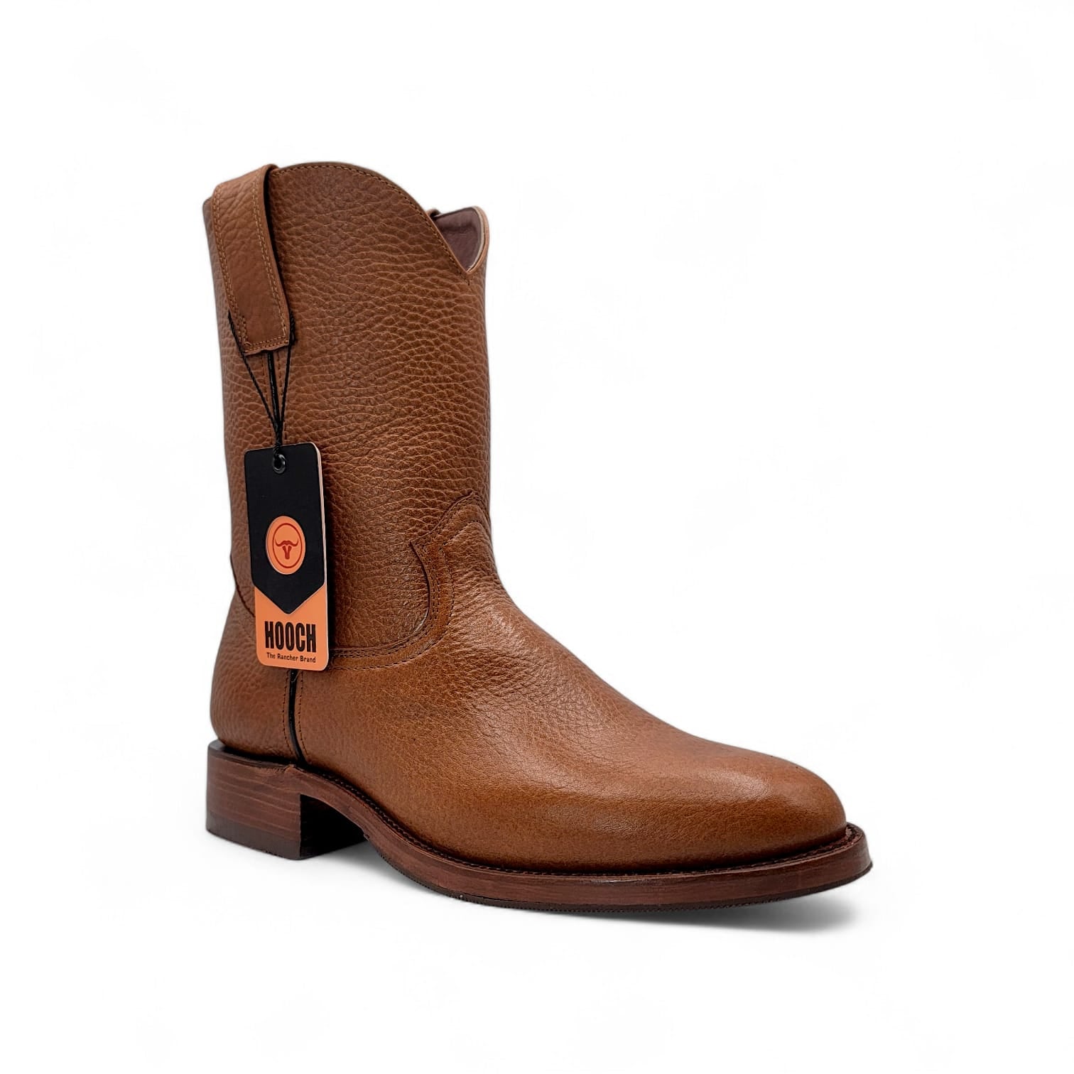 Hooch Mens Roper Boot Honey – Soft Genuine Leather Round Toe Western Boot H52PR5172 - Side View