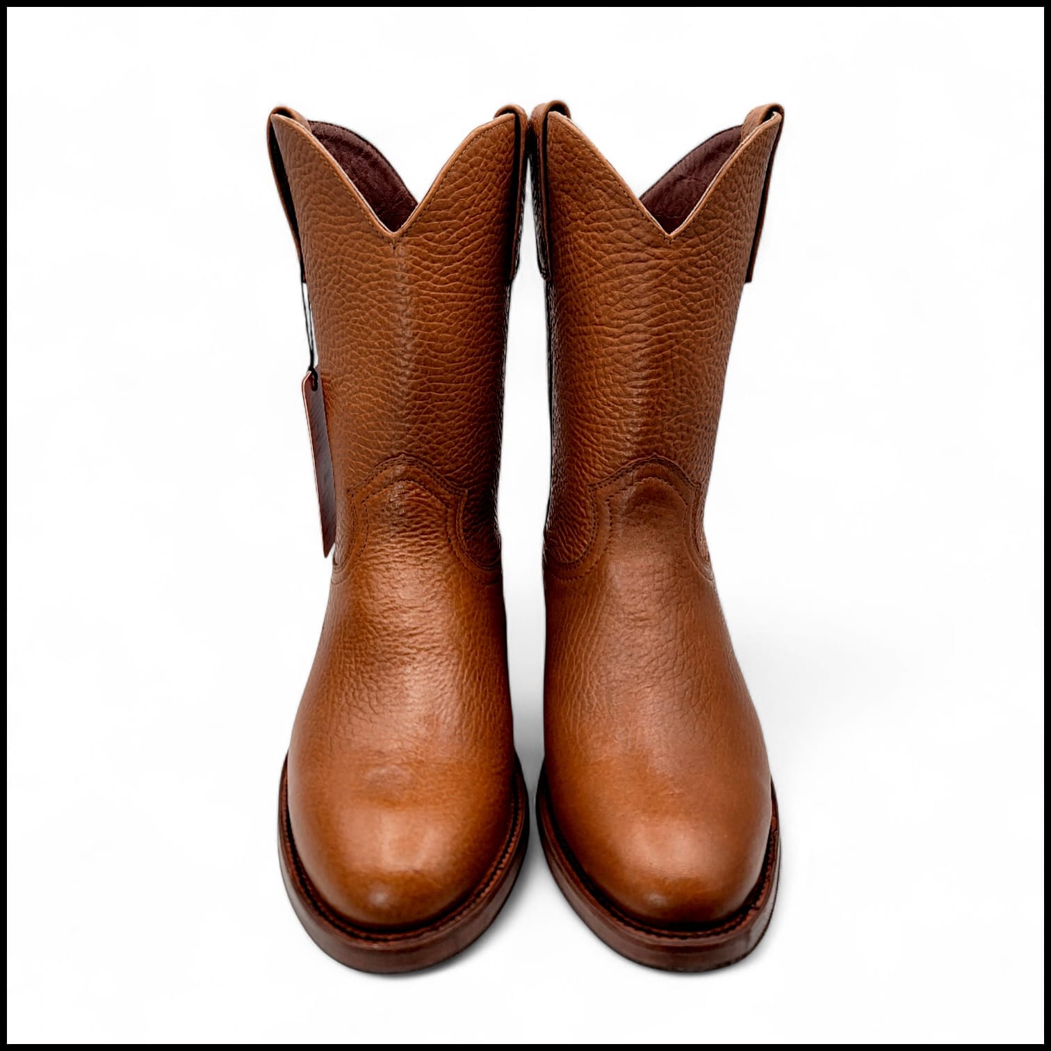 Hooch Mens Roper Boot Honey – Soft Genuine Leather Round Toe Western Boot H52PR5172 - Front View